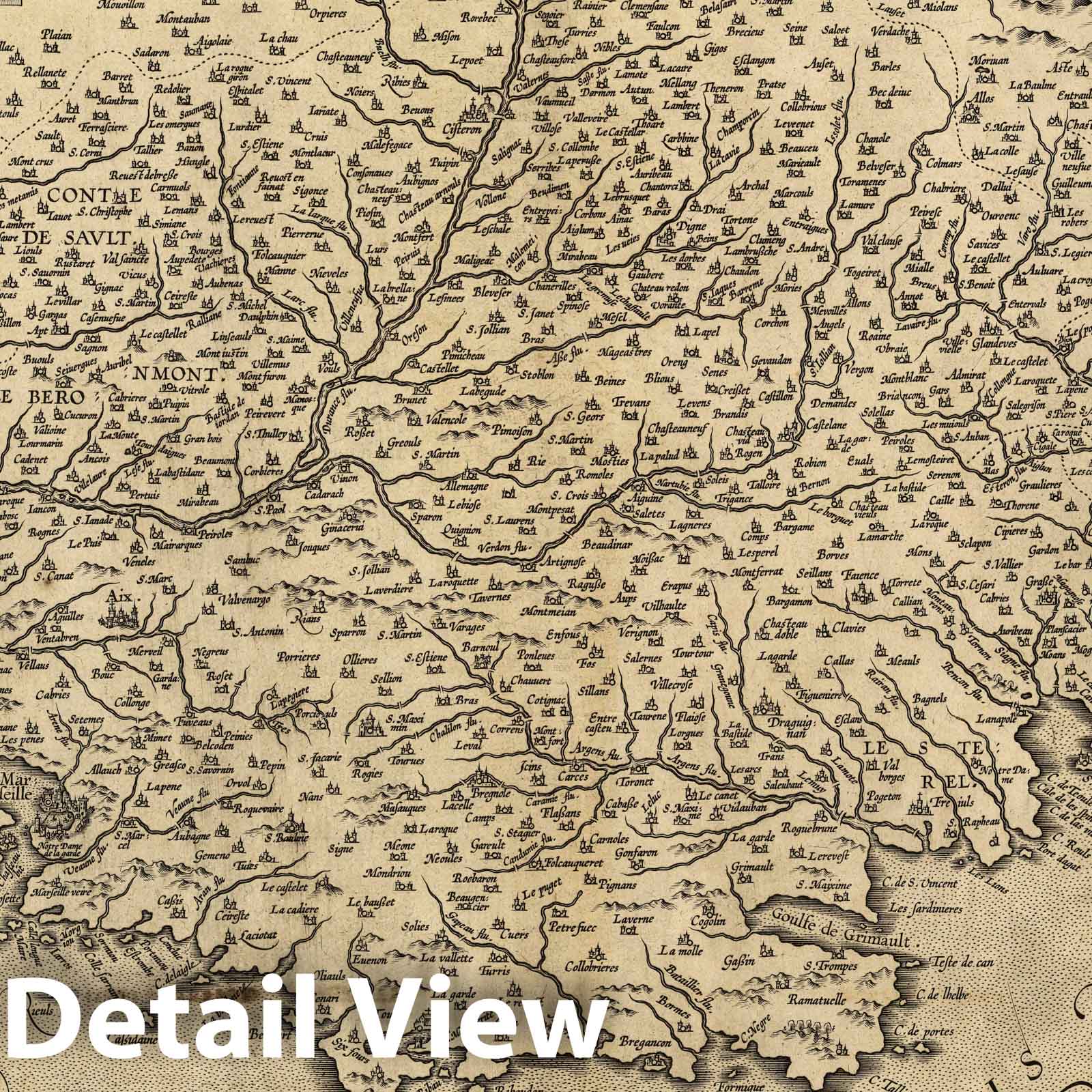 Provence, France 1594 - Historical Map Print