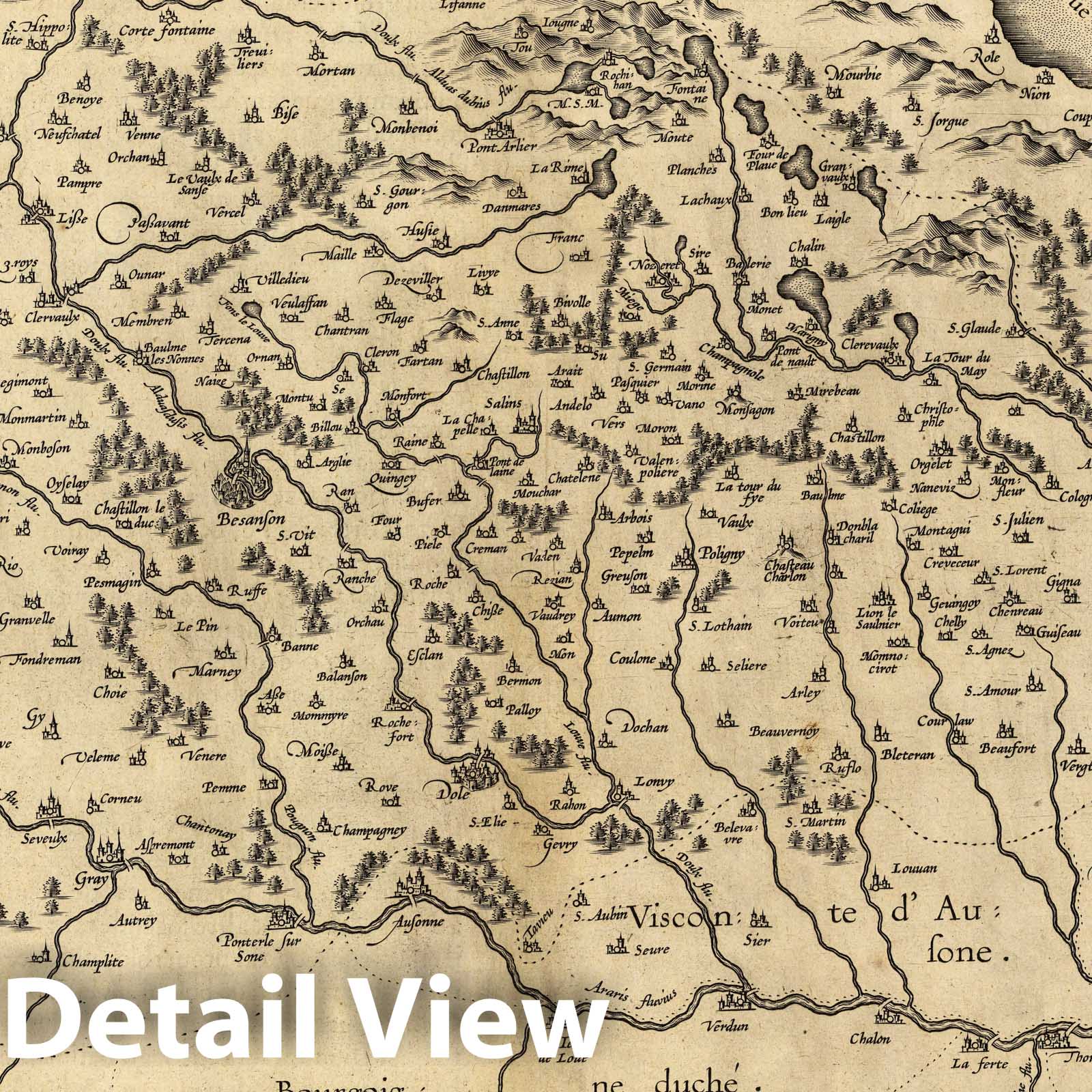 Burgundy, France 1589 - Historical Map Print from Ortelius Atlas