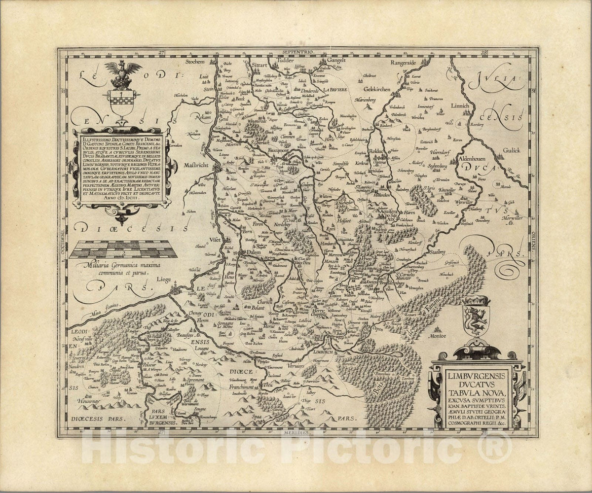 Historic Map : Belgium,(46) Limburgensis Ducatus. 1608 , Vintage Wall Art