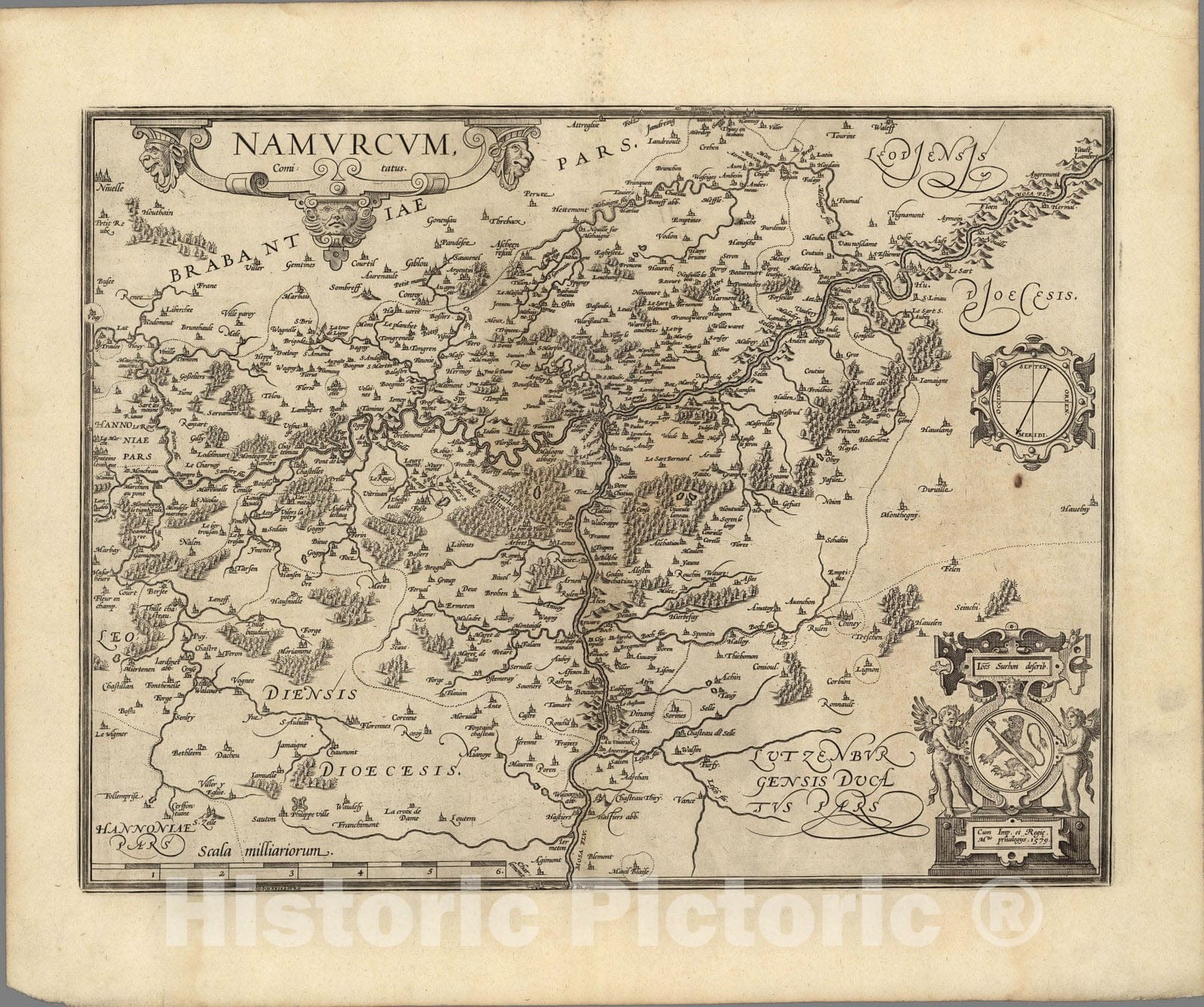 Historic Map : Belgium,(47) Namurcum Comitatus. 1579 , Vintage Wall Art