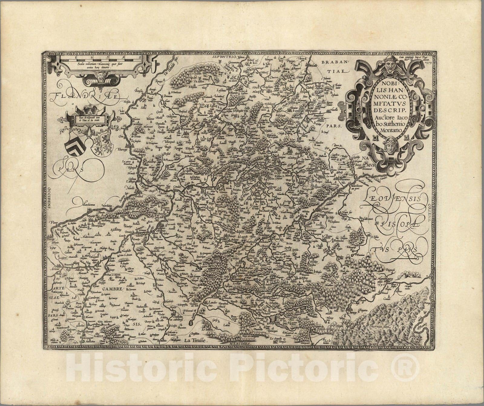 Historic Map : Belgium,(48) Nobilis Hannoniae 1608 , Vintage Wall Art
