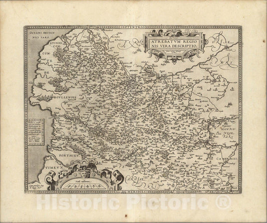 Historic Map : France,(49) Artois. Atrebatum Regionis. 1608 , Vintage Wall Art