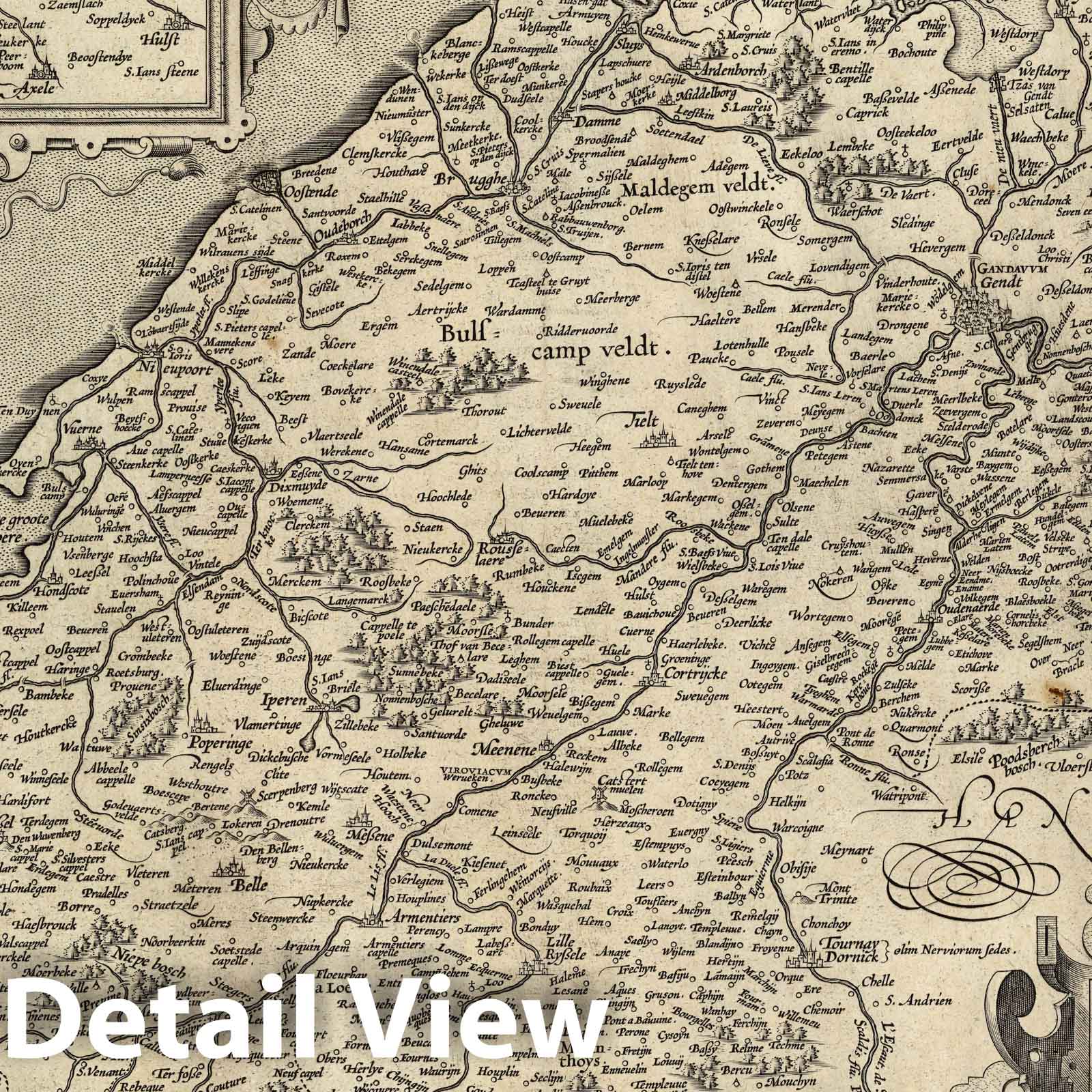 Flanders - County of Flanders, 1590 Historical Map Print