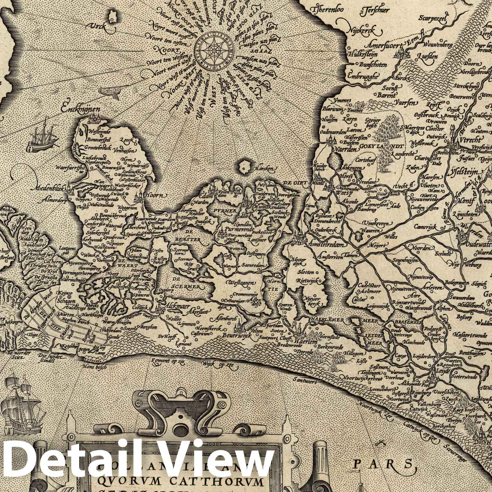 Holland (Ancient Geography), 1608 - Ortelius Historical Map Print