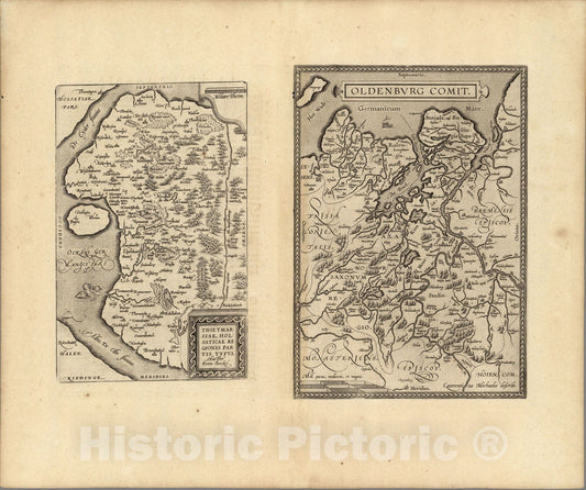 Thietmarsh and Oldenburg, Germany 1608 Historical Map Print
