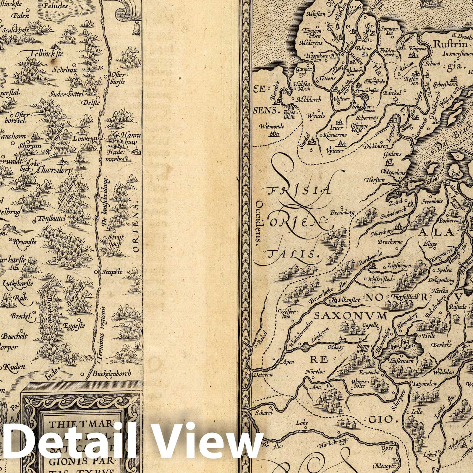 Thietmarsh and Oldenburg, Germany 1608 Historical Map Print