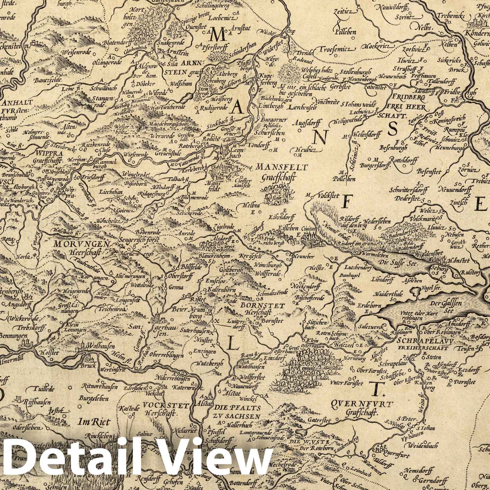 Mansfeld, Germany 1608 Historical Map Reproduction