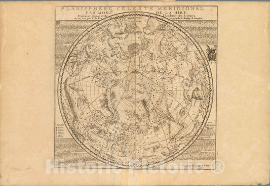 Historic Map : World Atlas Map, Planisphere Celeste Meridional 1705 - Vintage Wall Art