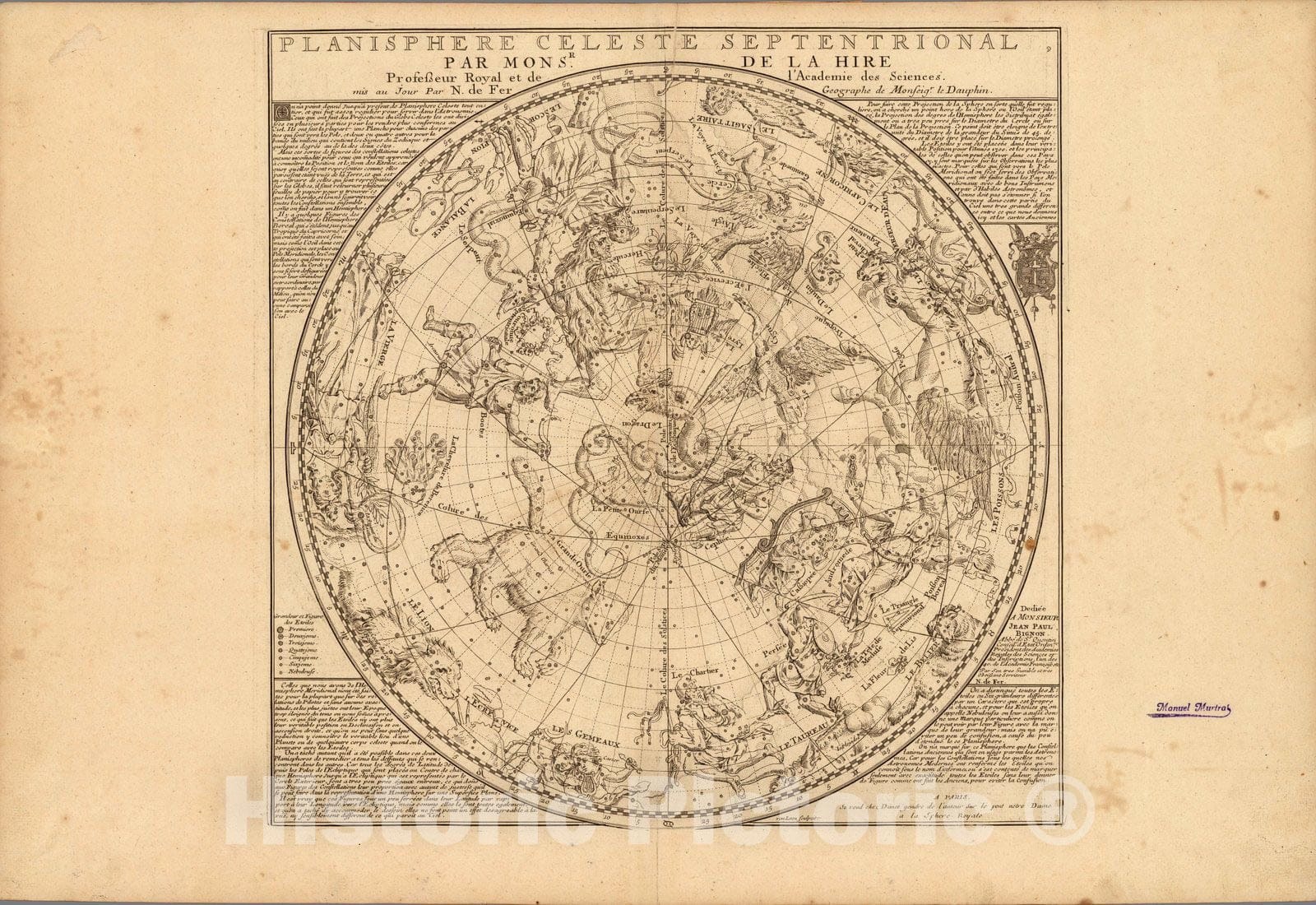 Historic Map : World Atlas Map, Planisphere Celeste Septentrional 1709 - Vintage Wall Art