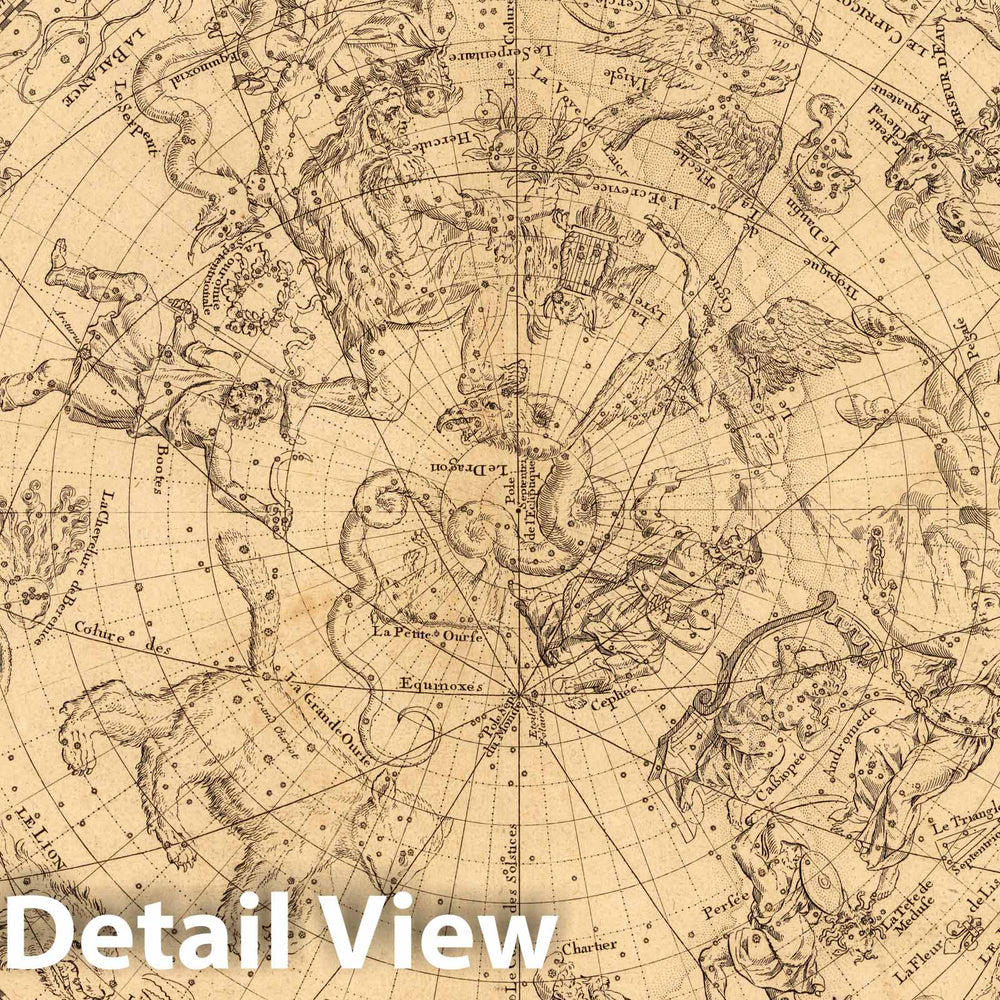 Historic Map : World Atlas Map, Planisphere Celeste Septentrional 1709 - Vintage Wall Art