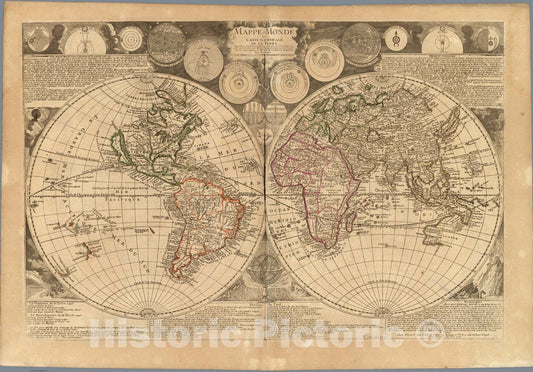 Historic Map : Mappe-Monde ou Carte Generale de la Terre, 1718 - Vintage Wall Art