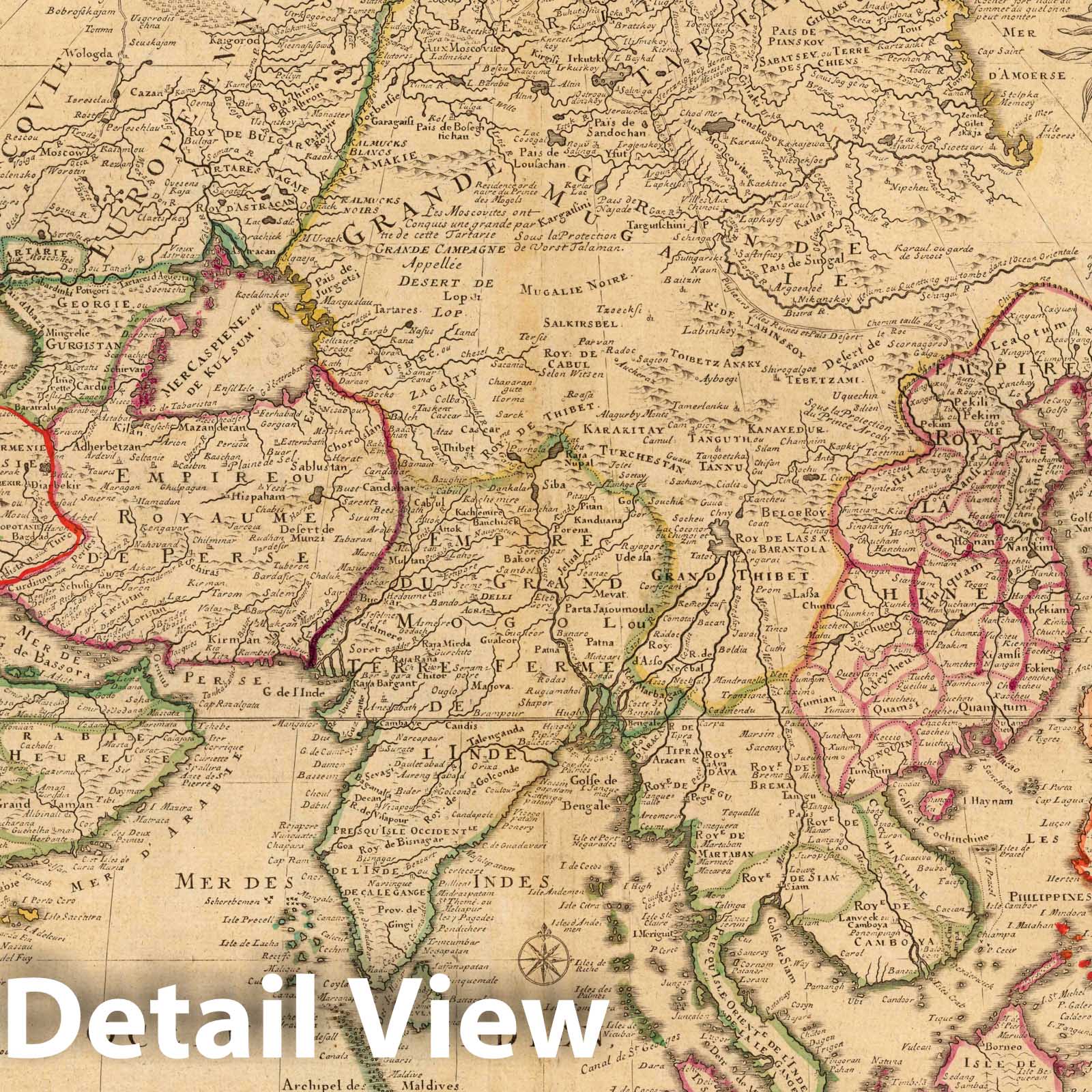 Asia - River Map, 1722 - De Fer Historical Map Print