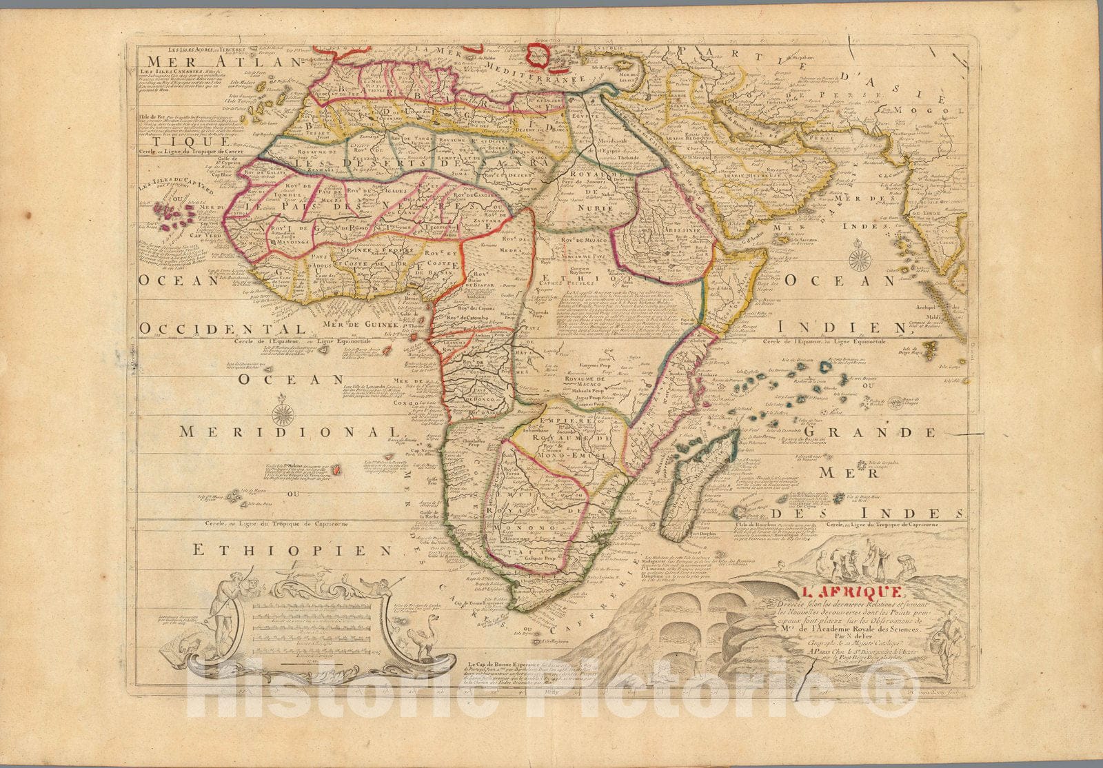Historic Map : World Atlas Map, L'Afrique. 1722 - Vintage Wall Art