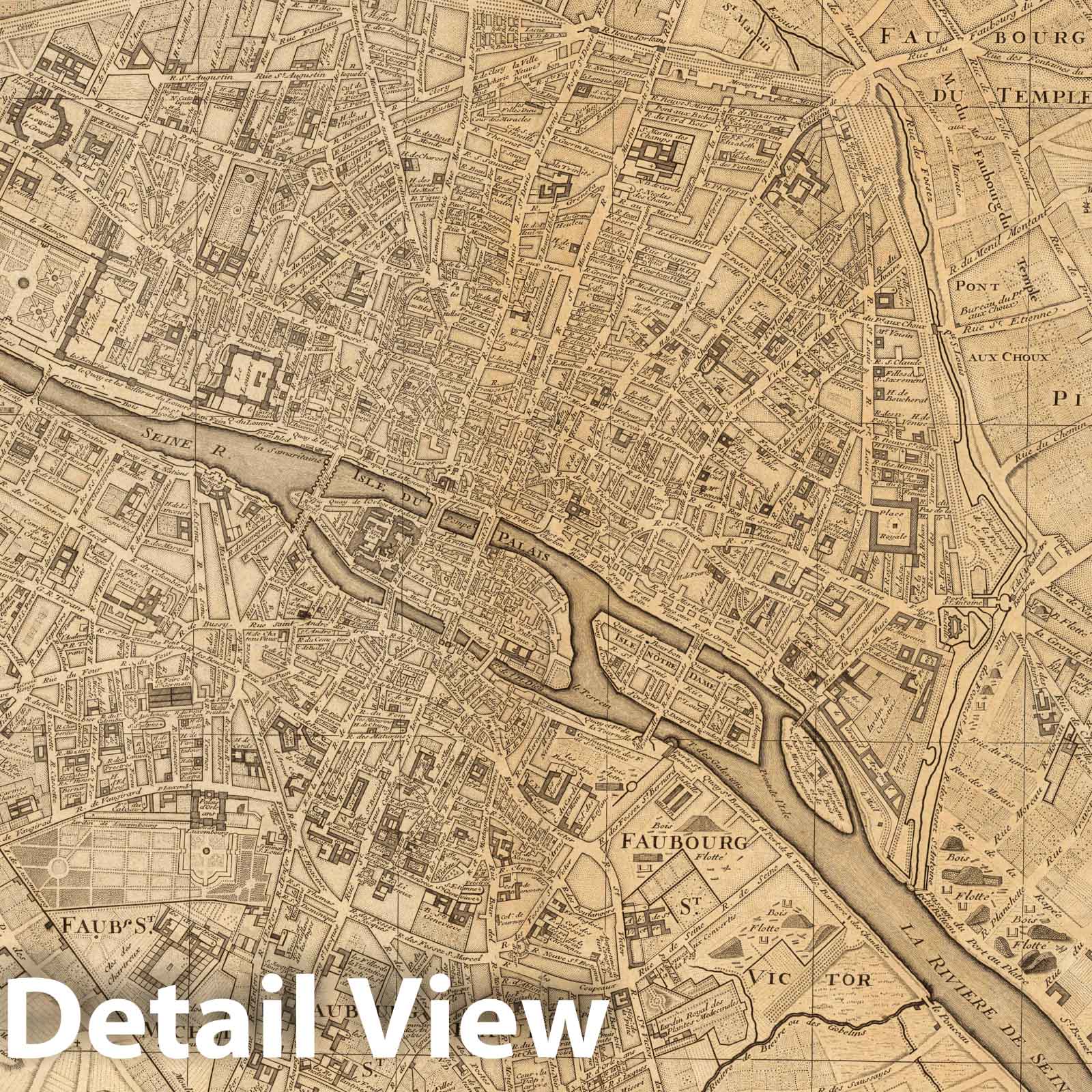 Plan of Paris with Suburbs and Environs - Historical Map Print, 1717