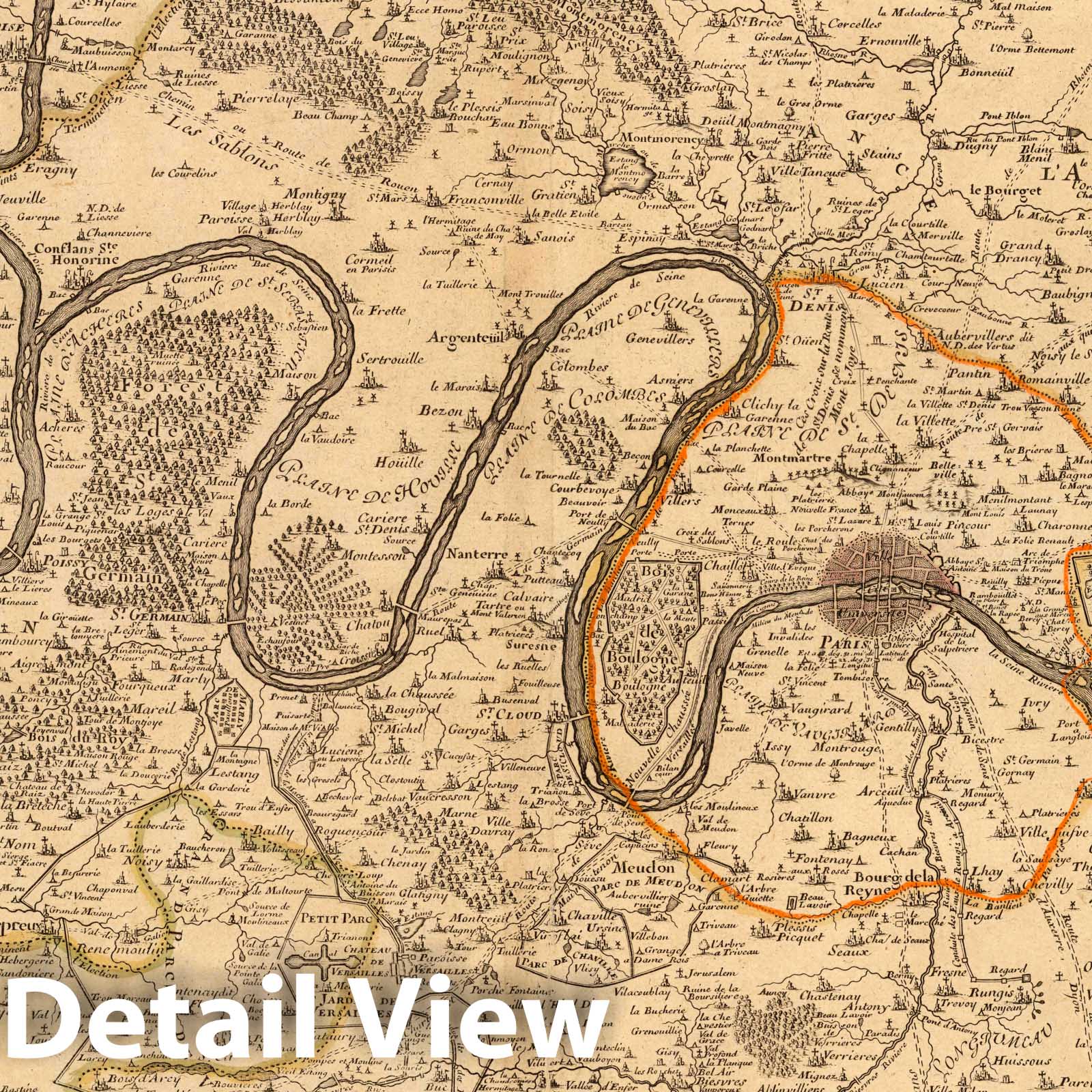 Environs of Paris - River Map, 1690 - Historical Map Print