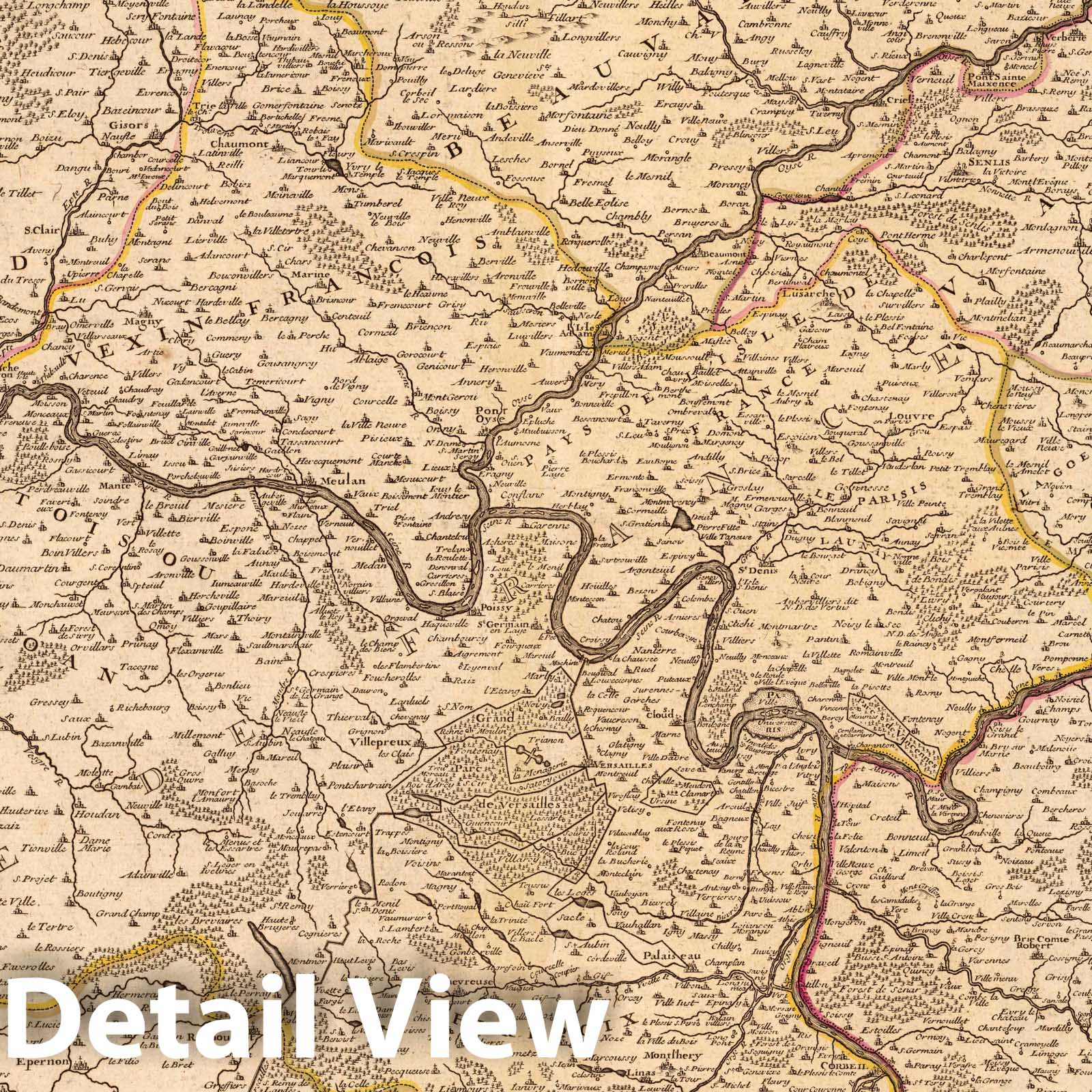 Paris, Ile-de-France, Vexin, Champagne, Hurepoix, Brie - River Map, 1712