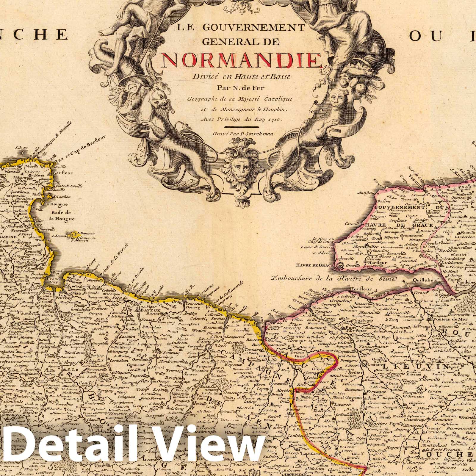 Normandy - River Map, 1710 - Historical Map Print