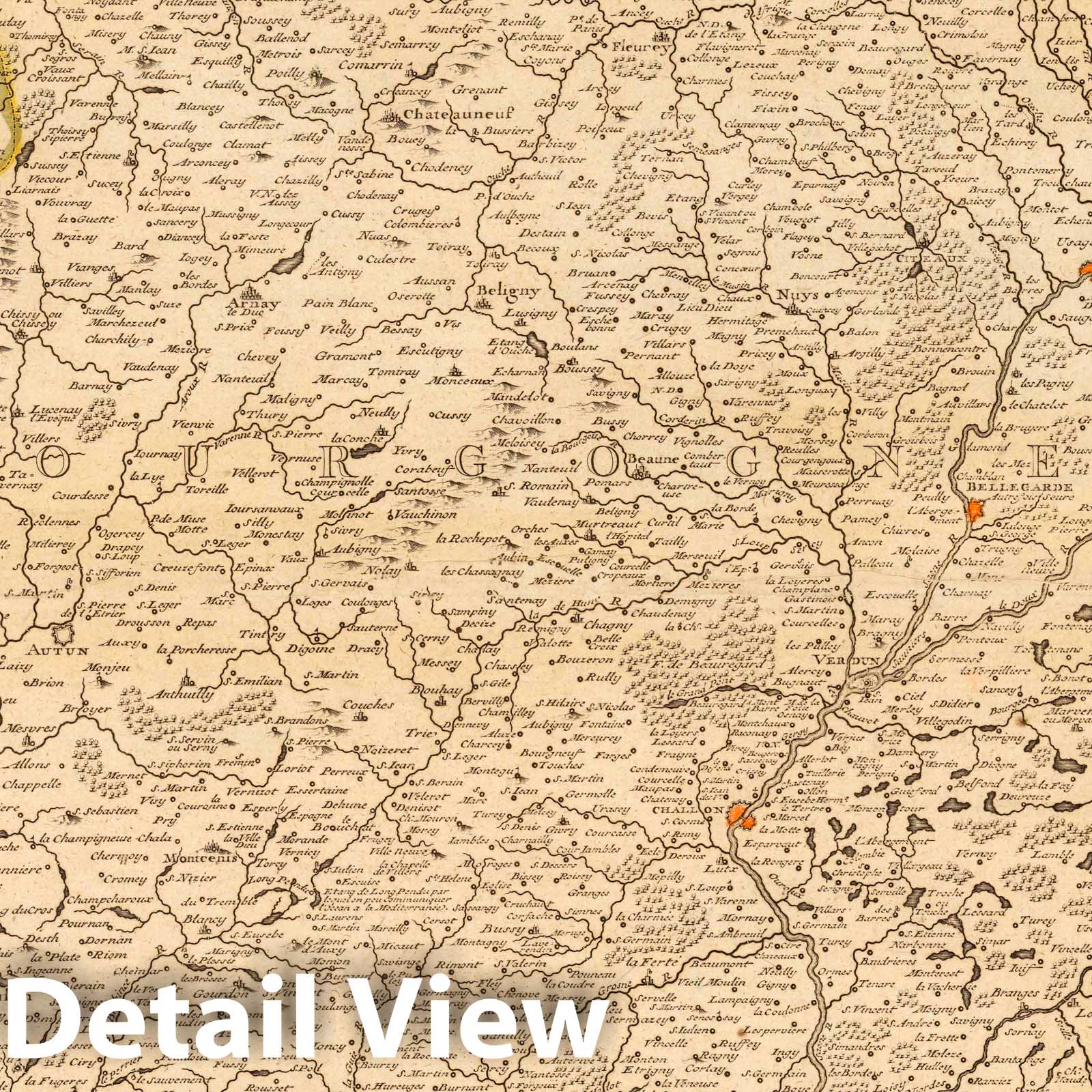 Burgundy and Bresse, France - River Map, 1712 - Historical Map Reproduction