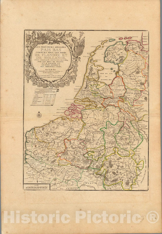 Historic Map : Holland,Les Provinces Apellees Pais Bas 1710 , Vintage Wall Art