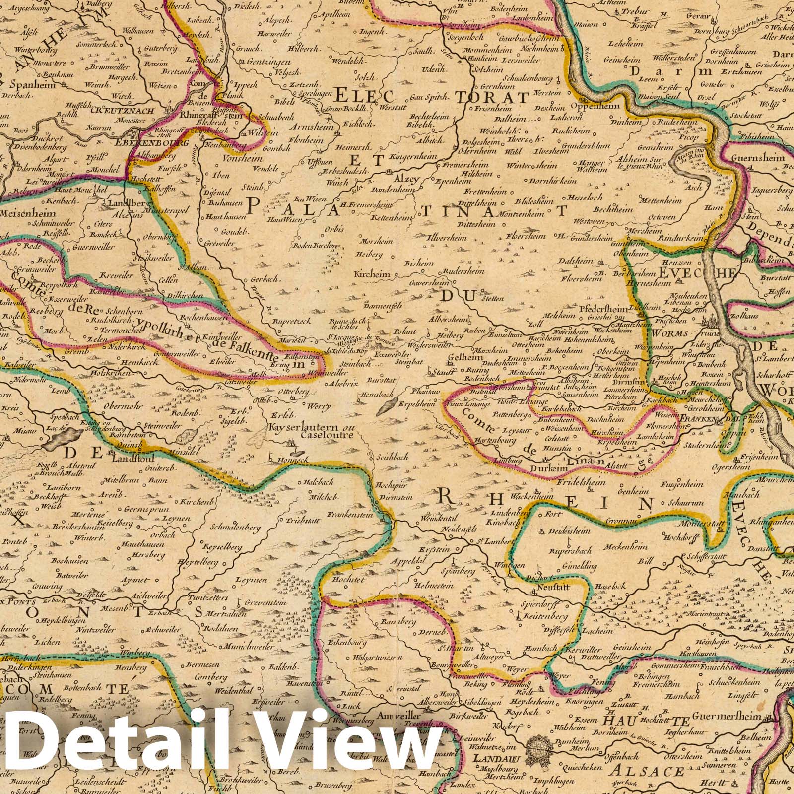 Historic Map : Germany,Electorat et Palatinat Du Rhein. 1705 , Vintage Wall Art