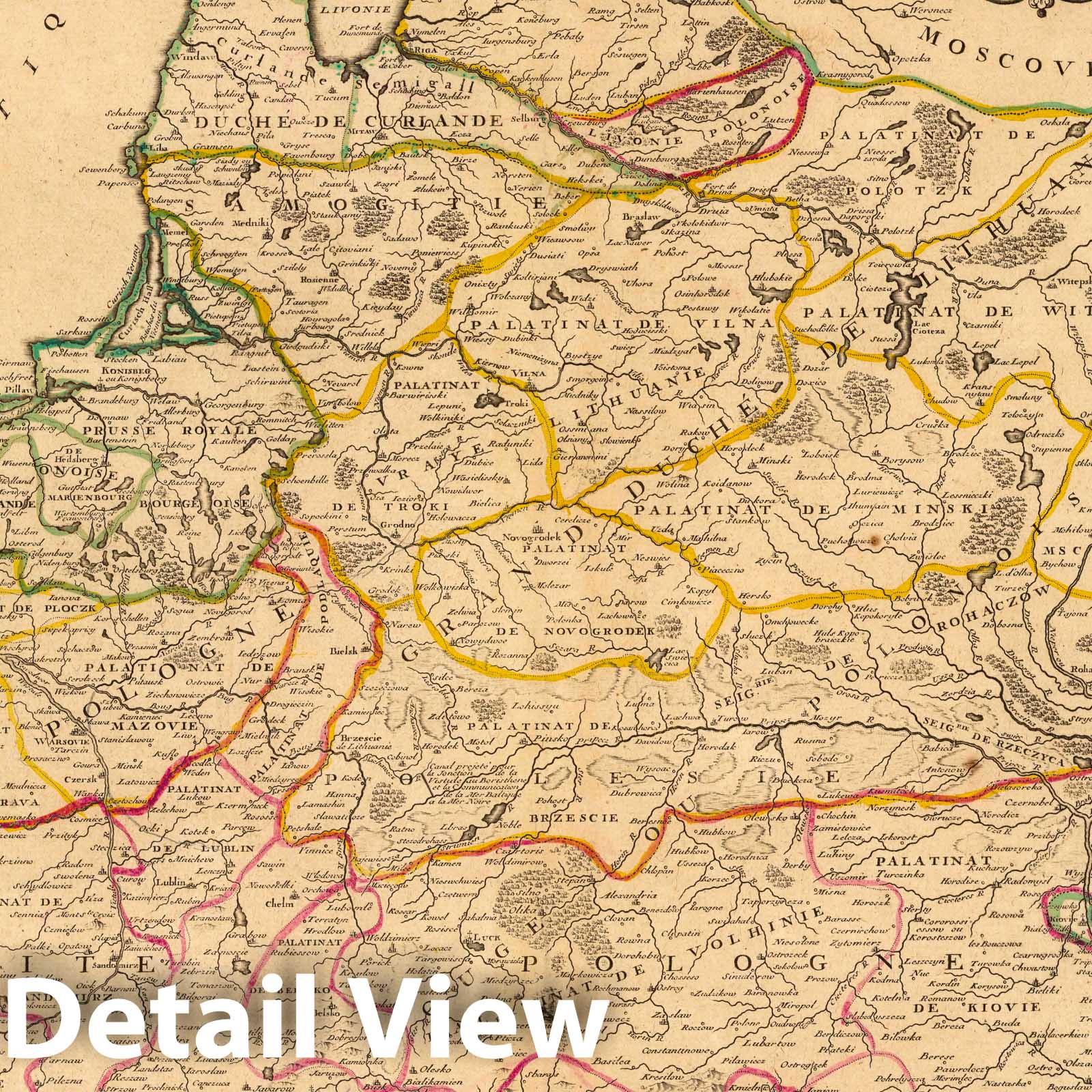 Poland, Lithuania, and Prussia - River Map, 1736 - Historical Map Print