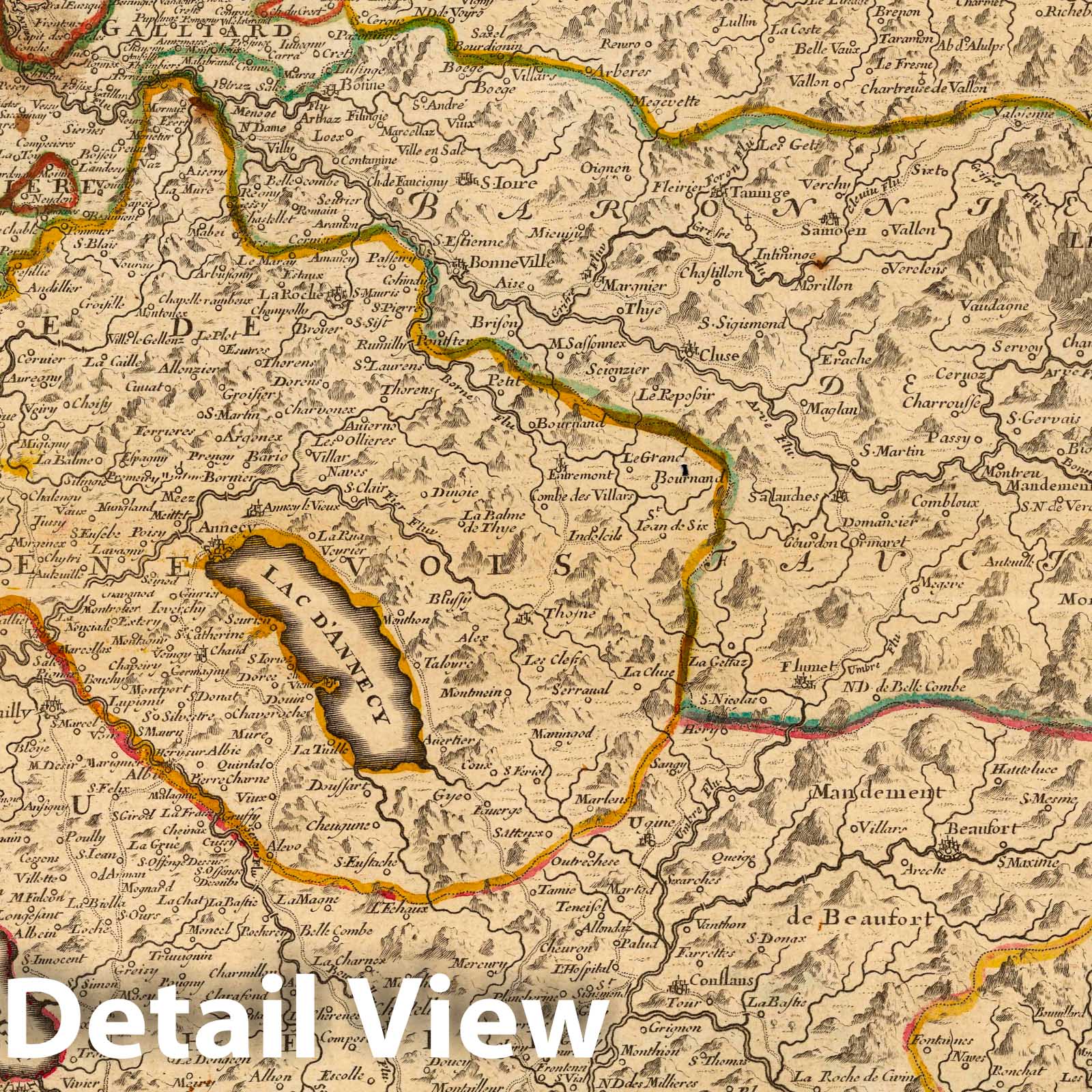 Savoy, Chablais, Genevois, Maurienne, Tarantaise, Fausigny - River Map, 1709