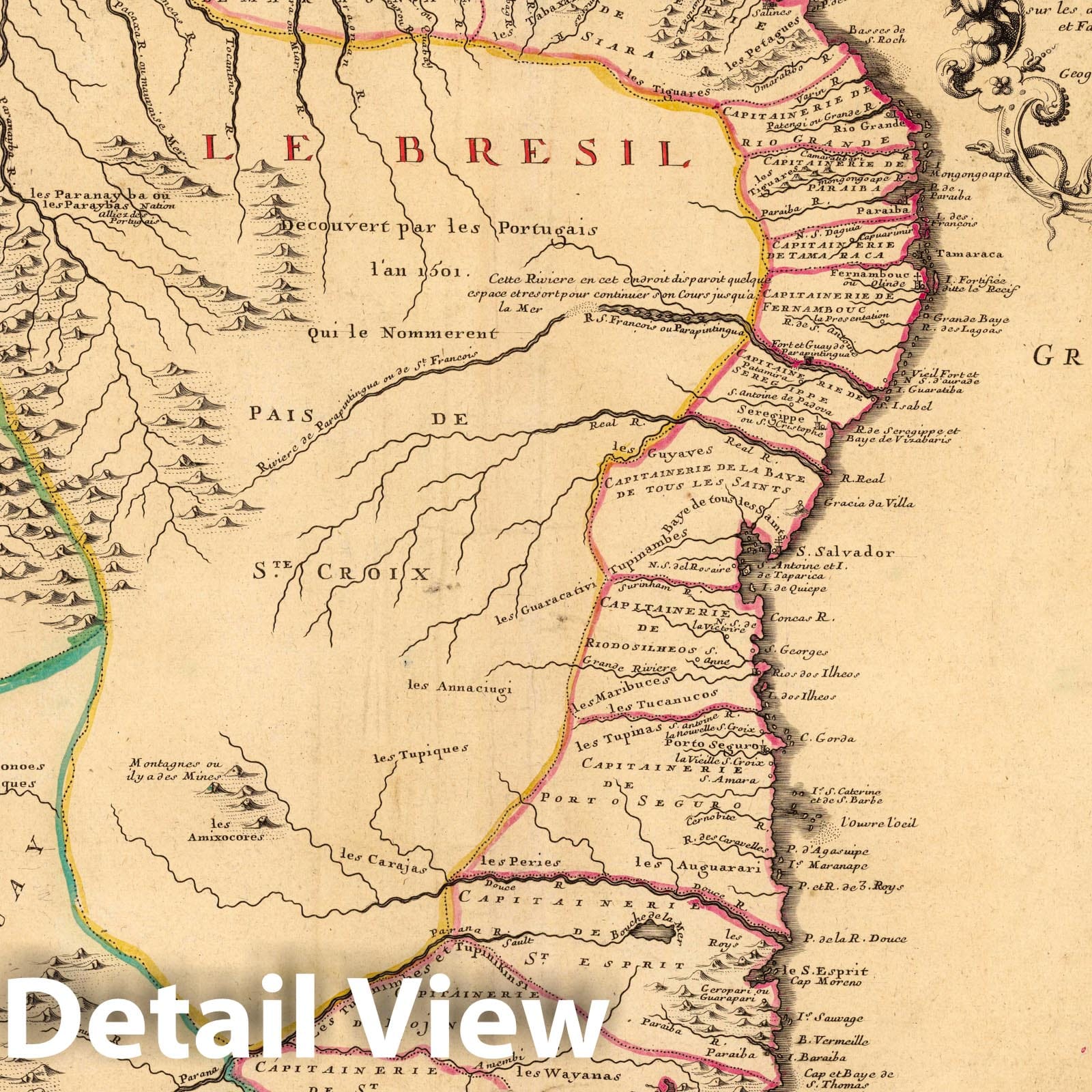 Brazil - River Map, 1719 - Historical Map Print