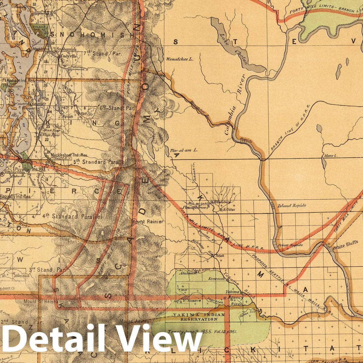 Washington - Railroad Map, 1876 - Historical Map Reproduction