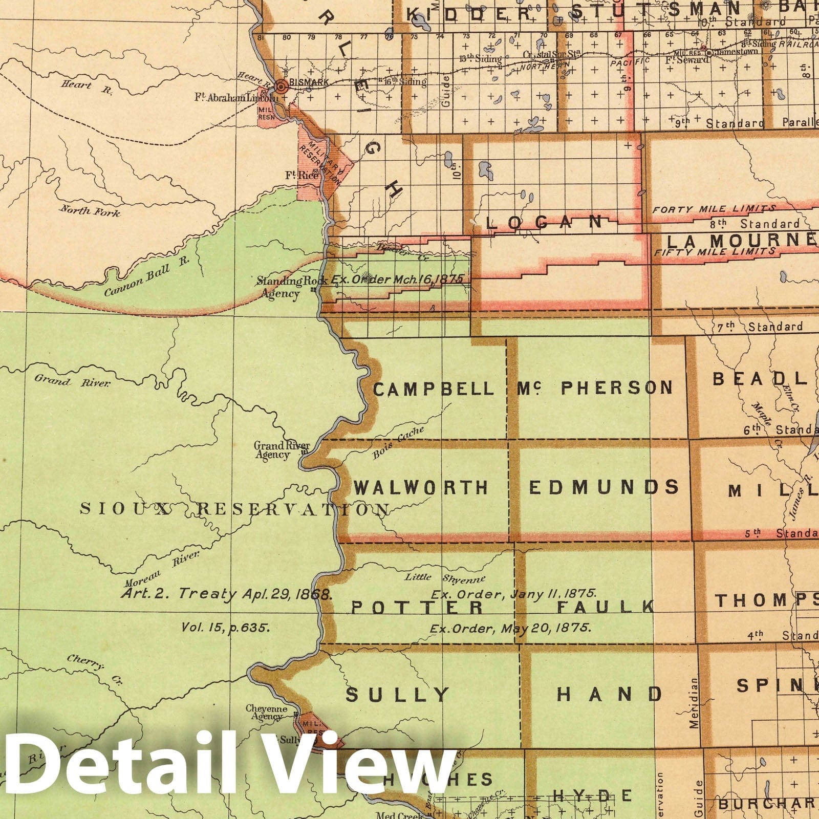 Territory of Dakota - Railroad Map, 1876