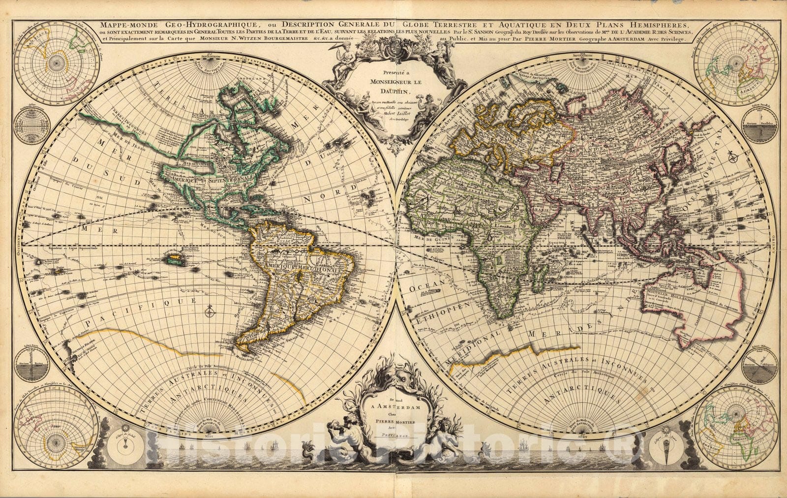 Historic Map : Mappe-Monde Geo-Hydrographique, 1708 - Vintage Wall Art