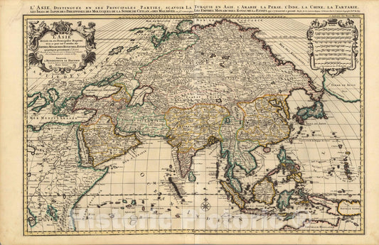 Historic Map : World Atlas Map, L'Asie. 1708 - Vintage Wall Art