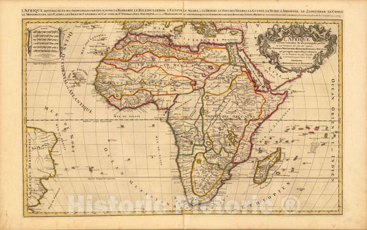 Historic Map : World Atlas Map, L'Afrique. 1708 - Vintage Wall Art