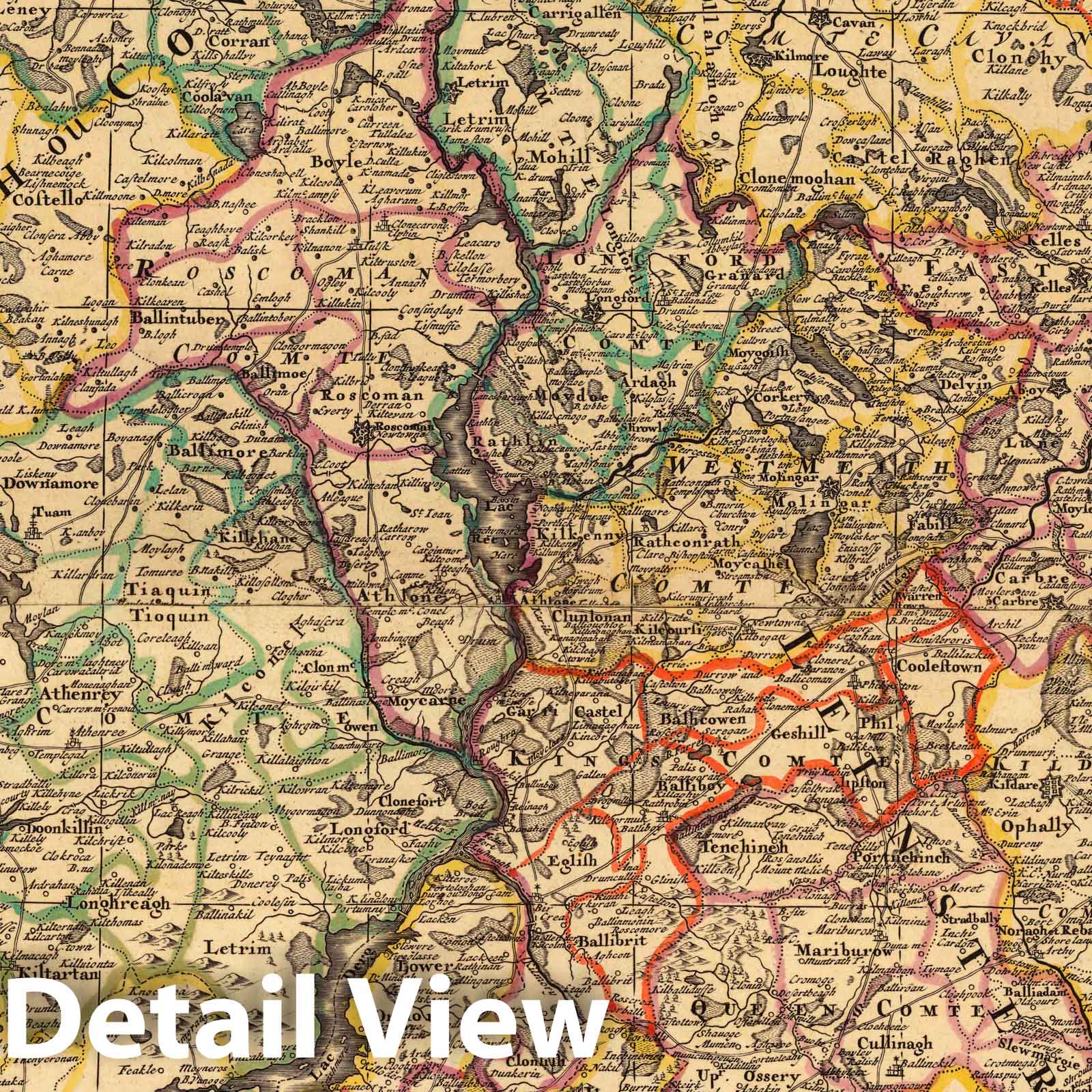 Ireland, 1708 - Historical Map Print from Atlas Nouveau