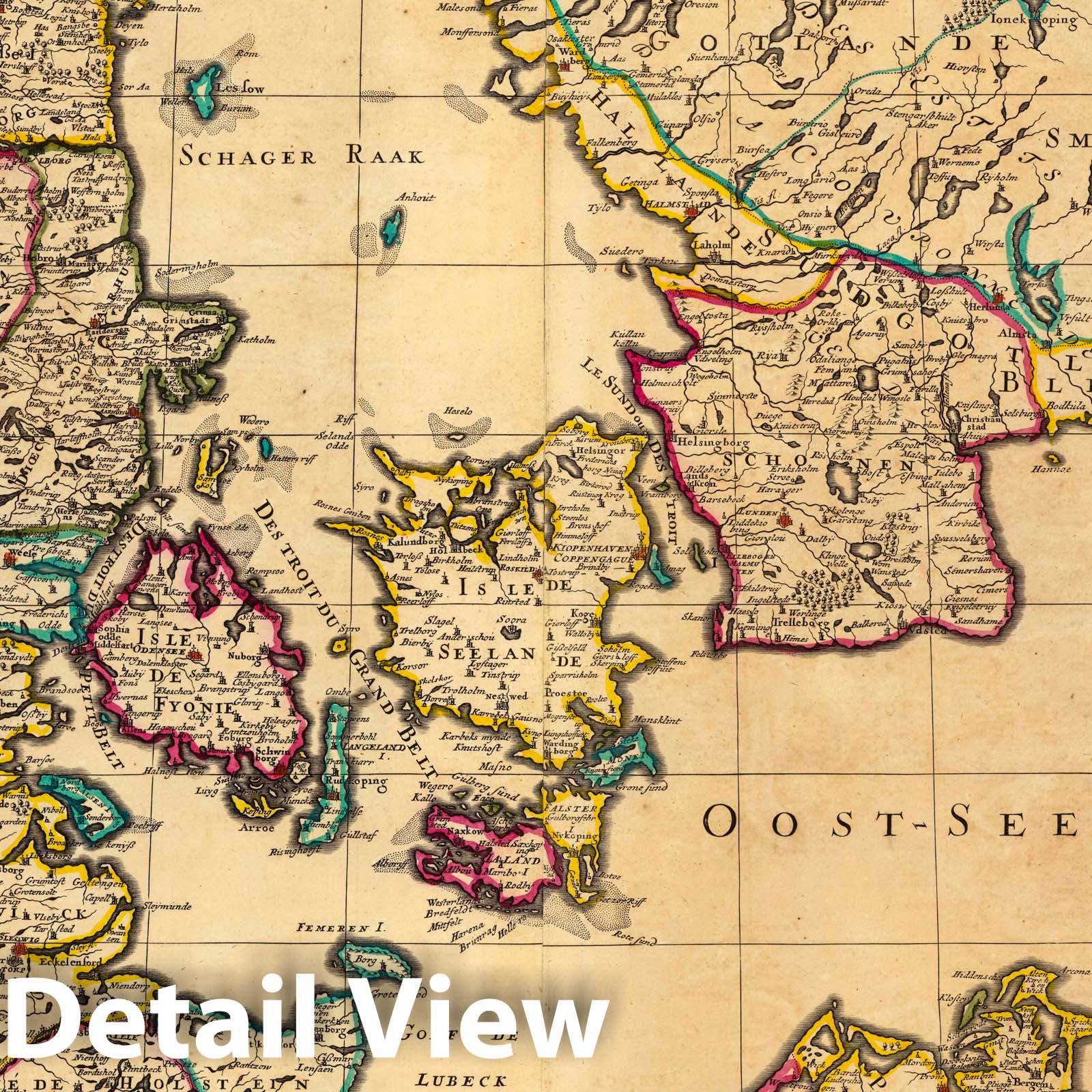 Denmark, 1708 - Historical Map Print from Atlas Nouveau