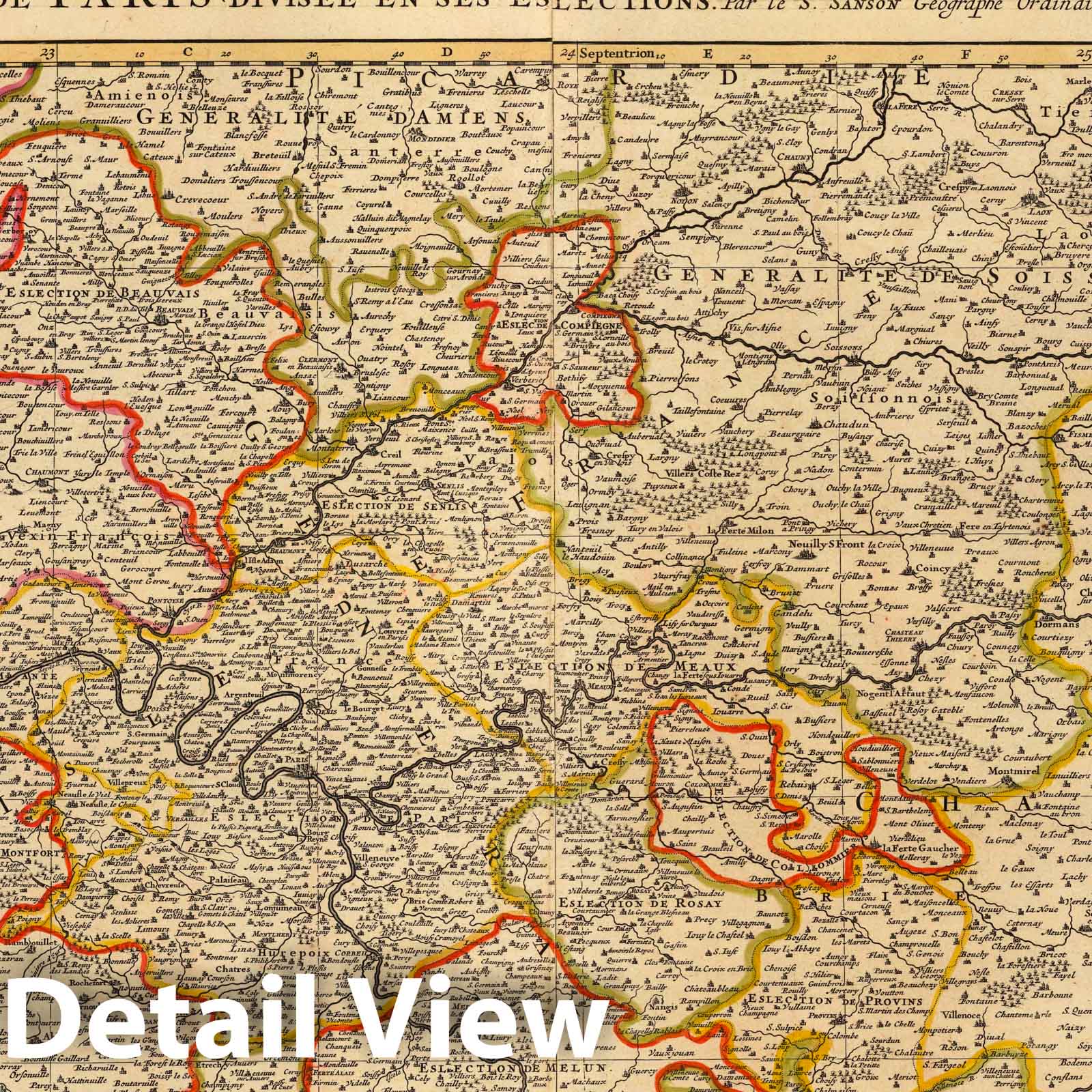 Isle de France, France 1708 Historical Map Print