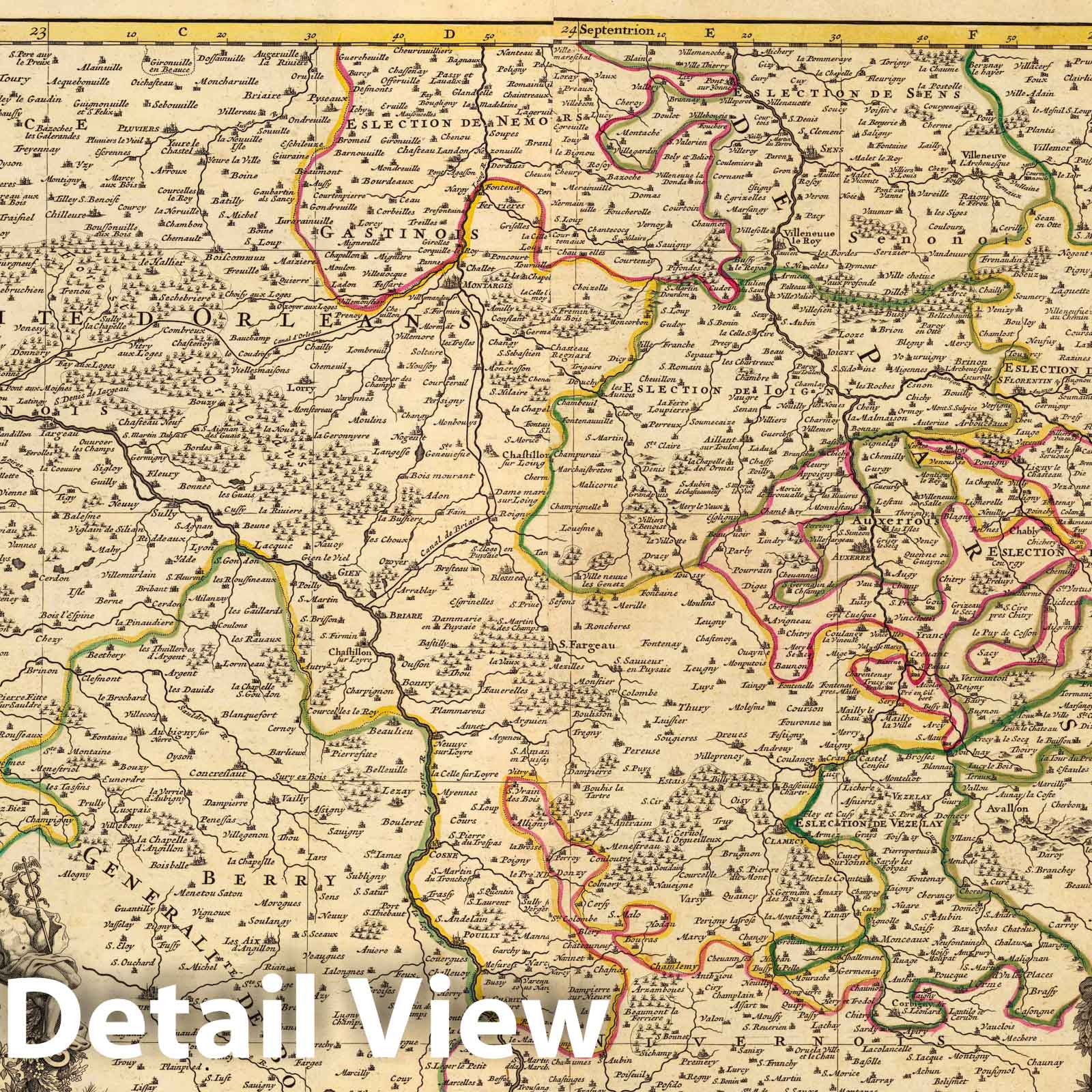 Ile-de-France, France 1708 Historical Map Print