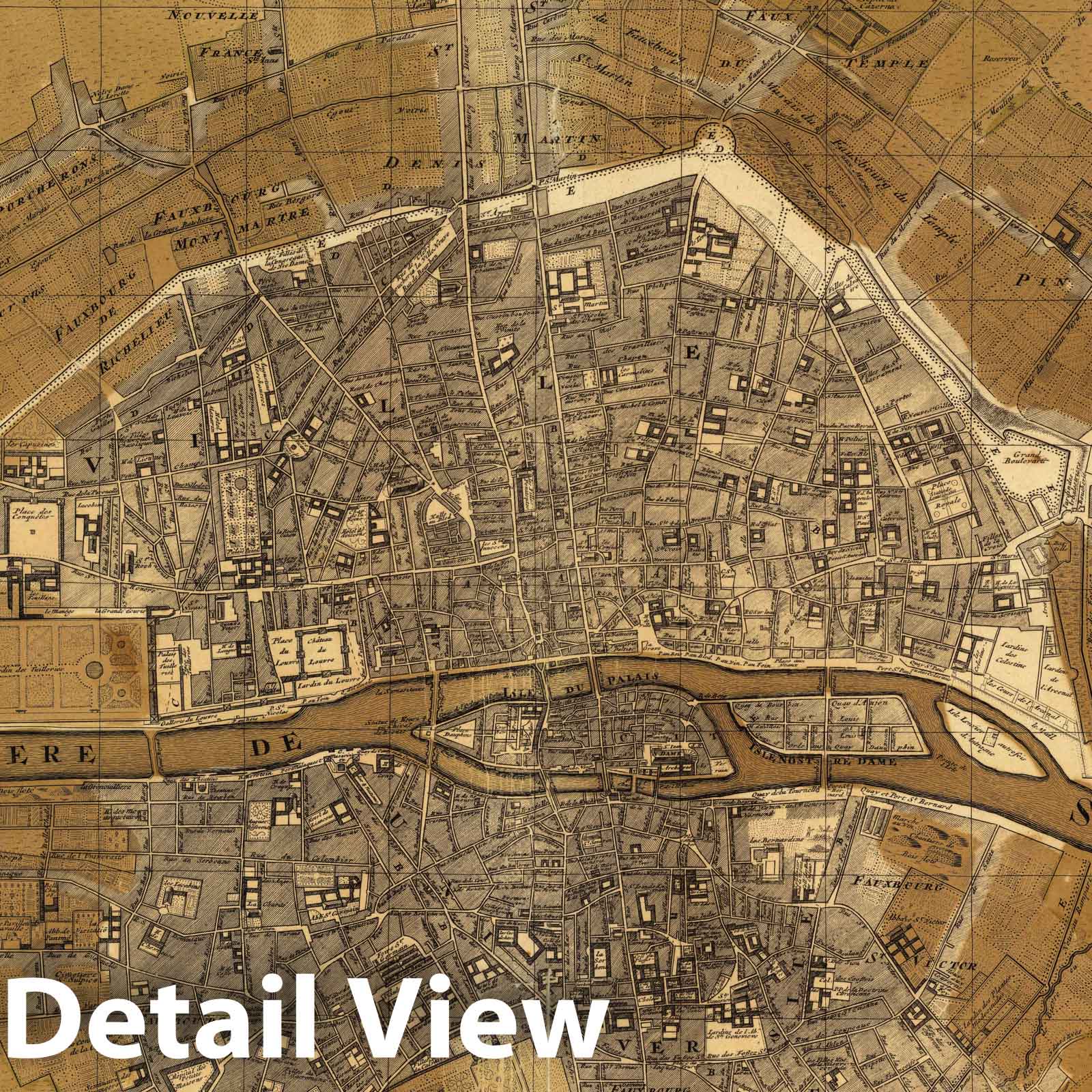 Plan of Paris, 1708 - Historical Map Print