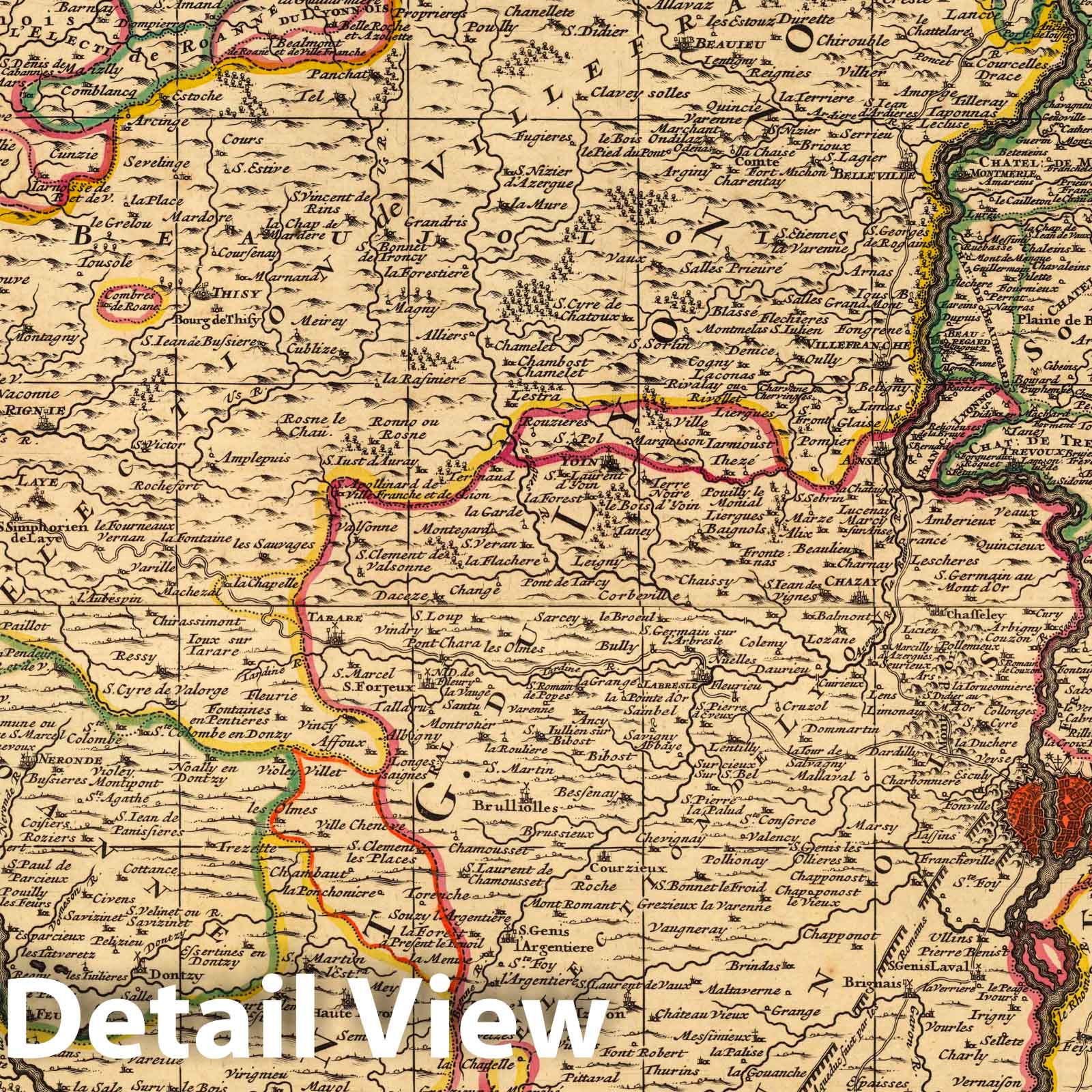 Lyonnais, France 1708 Historical Map Print