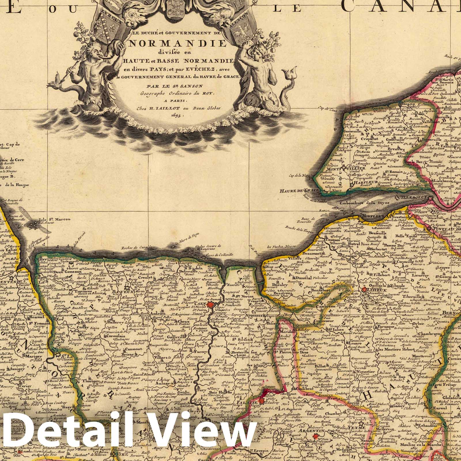 Normandy, France 1708 Historical Map Print - Atlas Nouveau