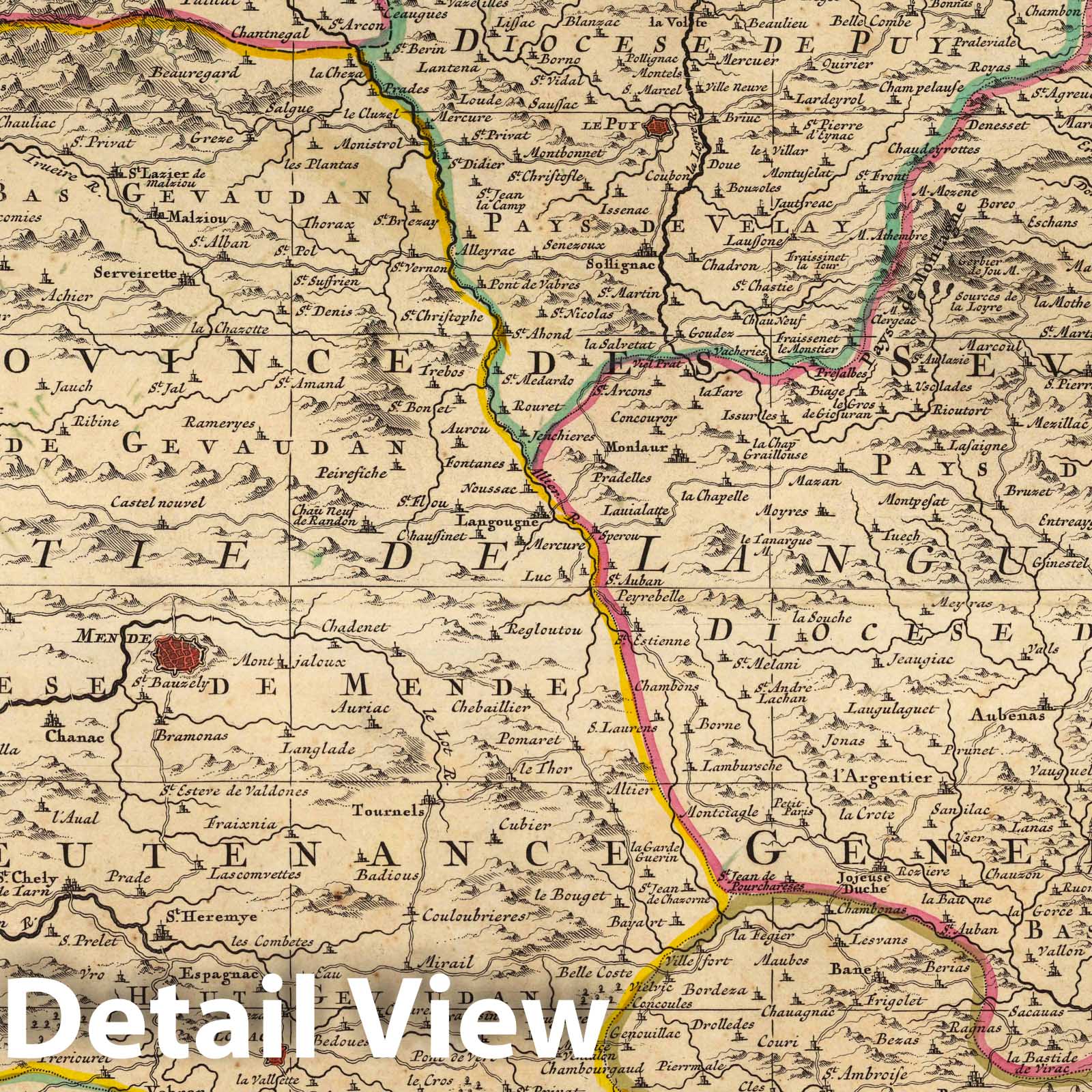 Theater of War: Cevennes and Languedoc - Military Map, 1708 - Historical Map Print
