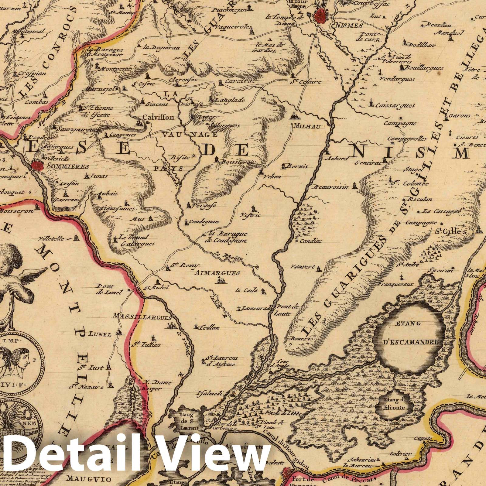 Nimes, Languedoc, France 1708 Historical Map Print
