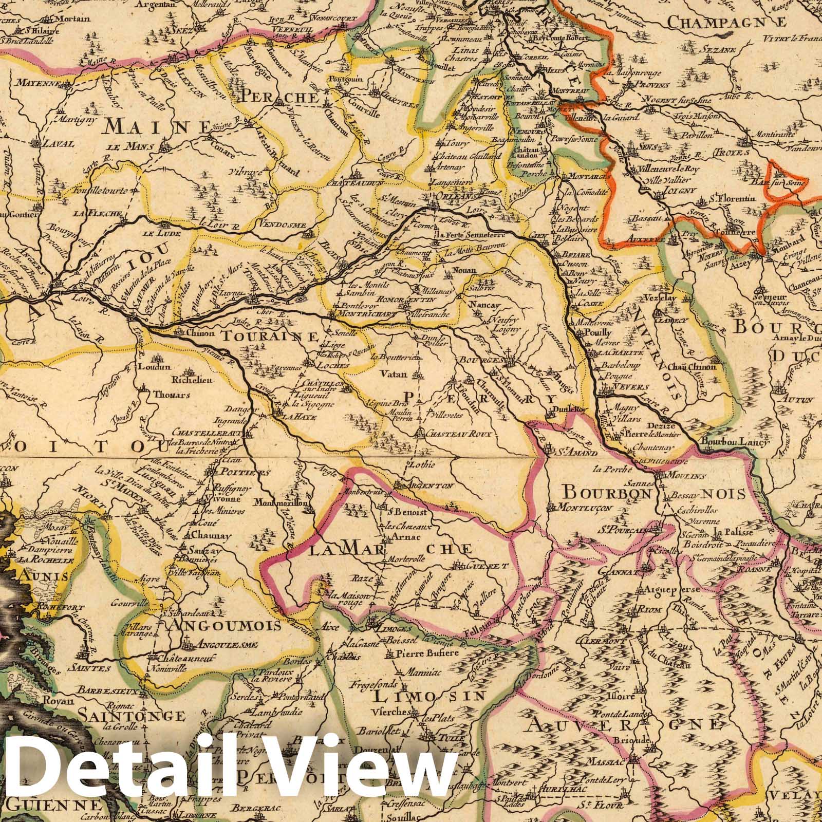 France - Post Routes, 1708 - Historical Map Print