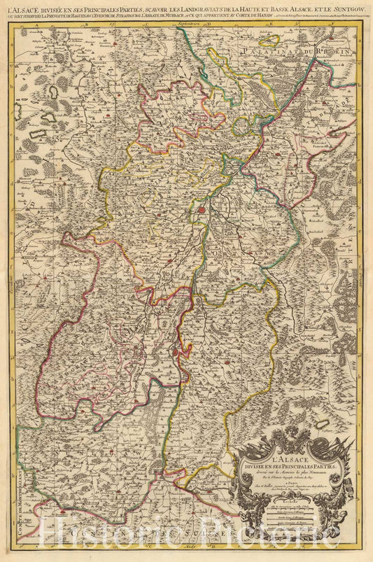 Alsace, France 1708 Historical Map Print