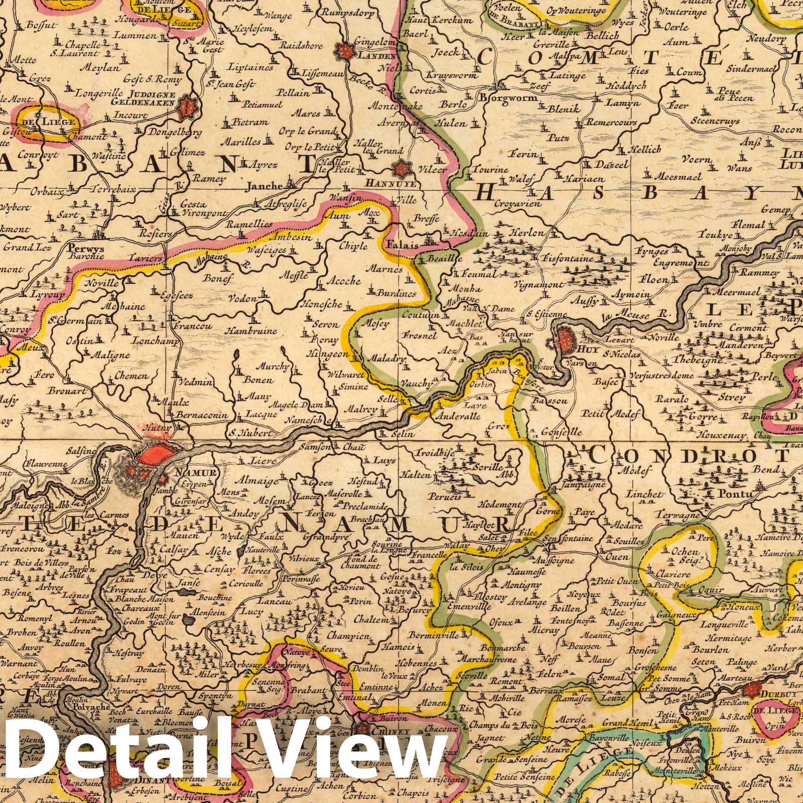 Liege, Belgium 1708 - Historical Map Print from Atlas Nouveau