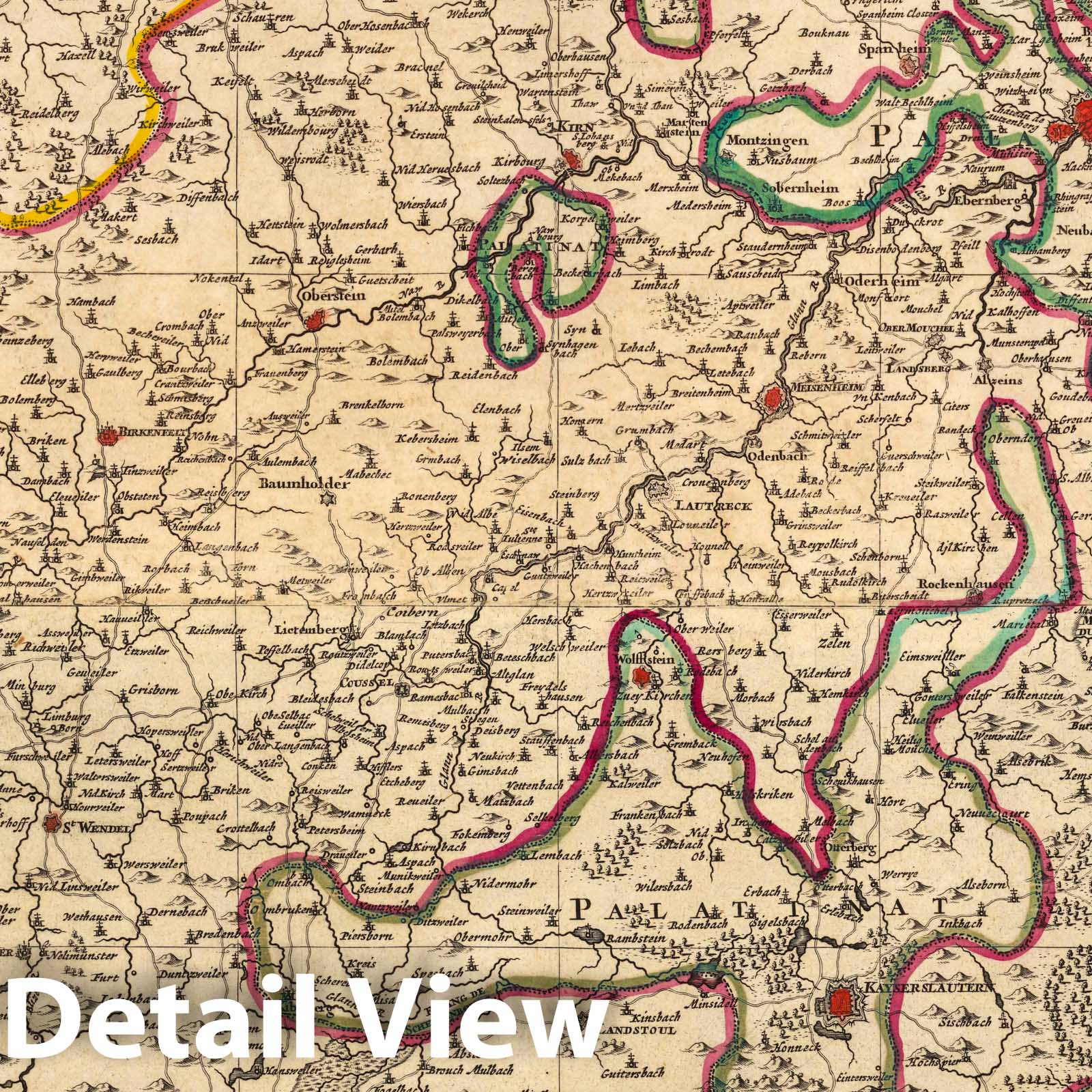 Palatinate, Germany 1708 Historical Map Print