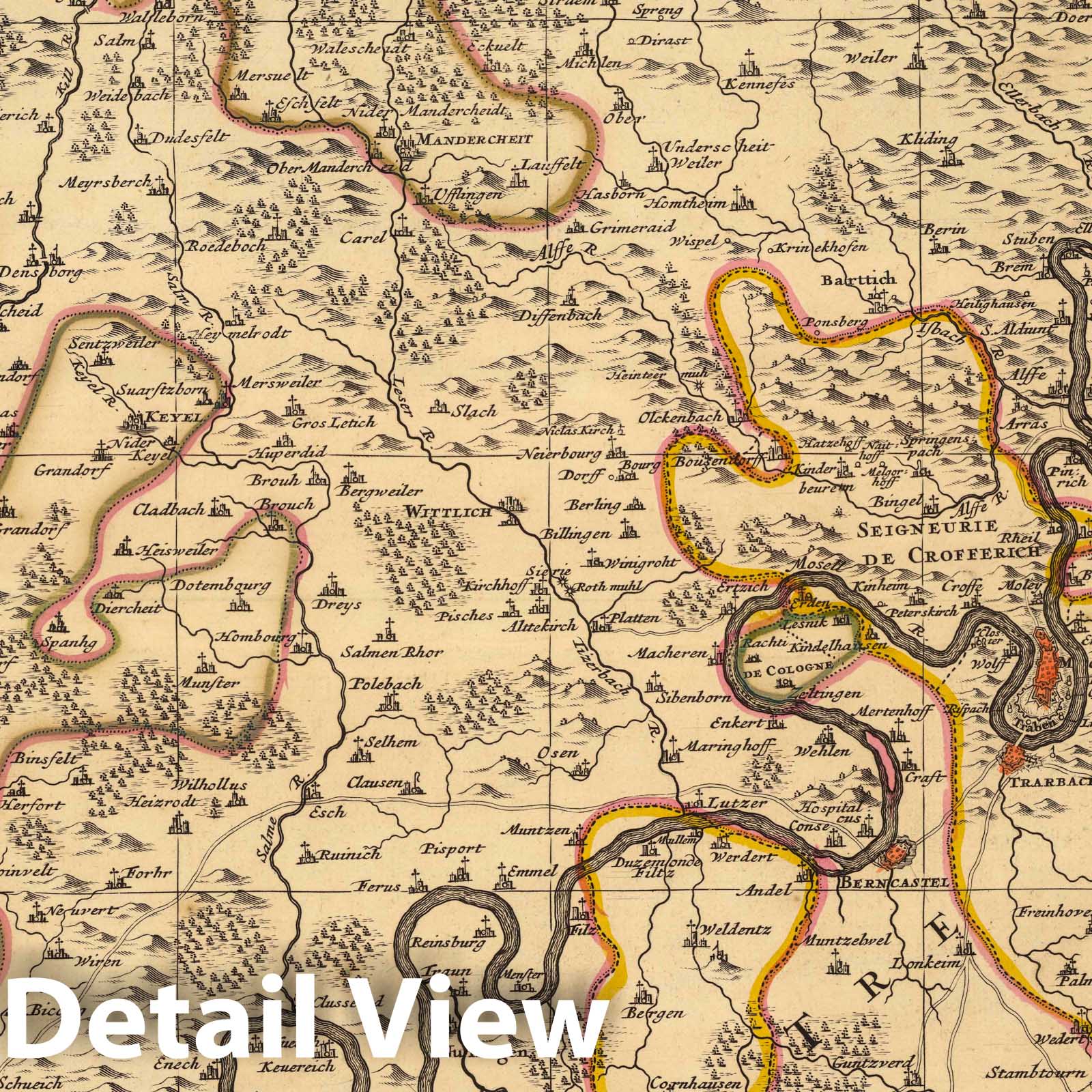 Theater of War: Rhine, Saar, Moselle & Lower Alsace - 1708 Military Map Print