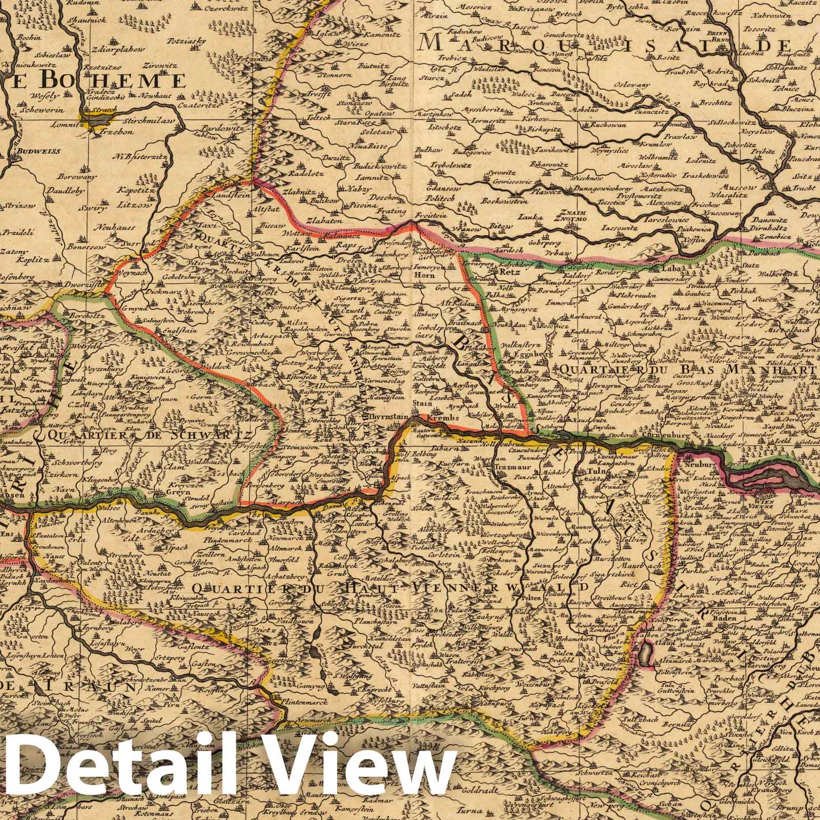 Danube River, Austria, 1708 - Historical Map Reproduction