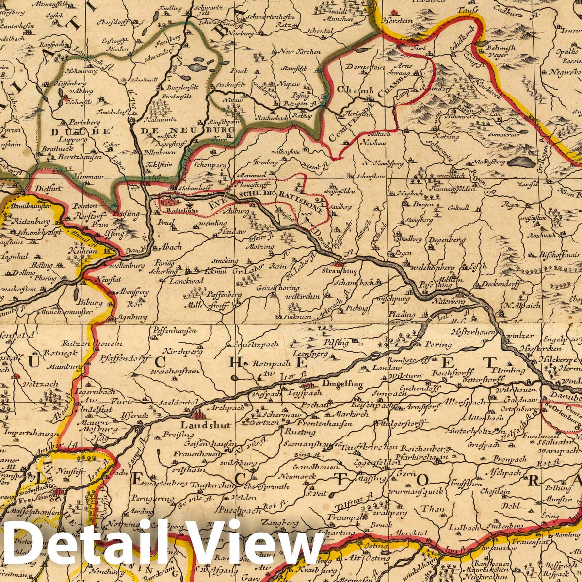 Bavaria, Germany, 1708 Historical Map Print