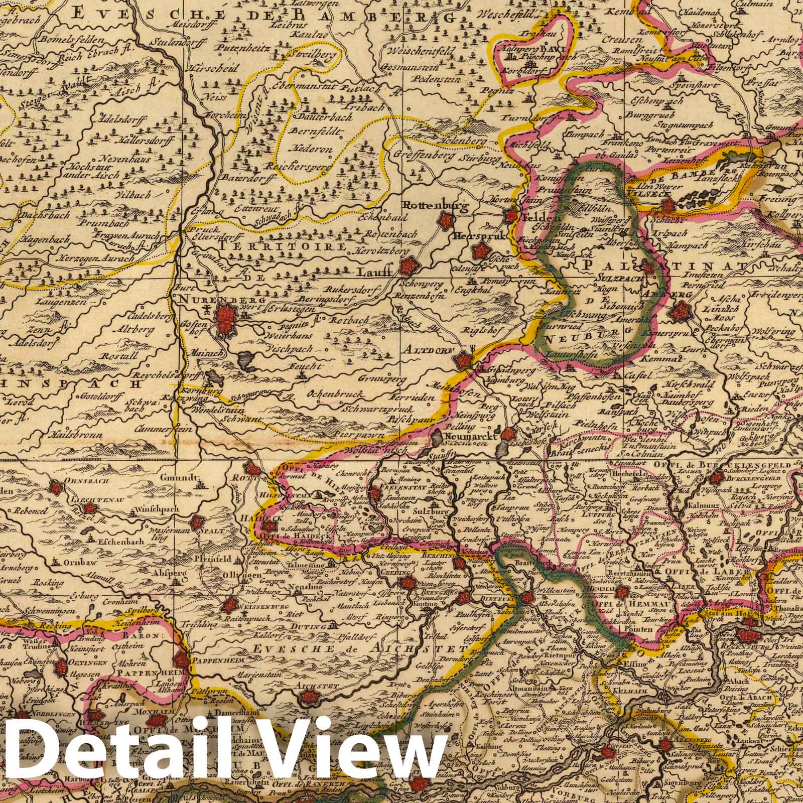 Bavaria, Germany - Military Map, 1708 - Historical Map Print
