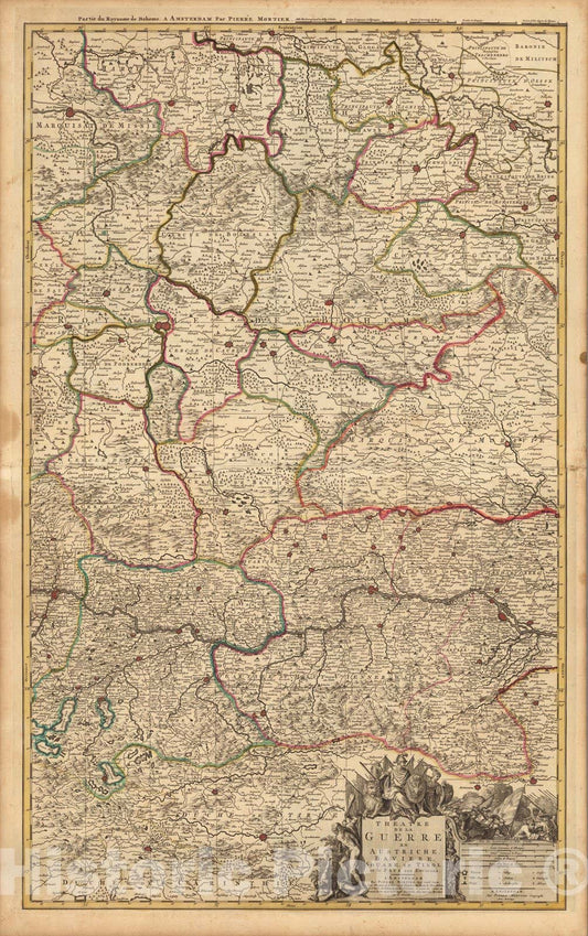 Historic Wall Map : Austria,Theatre de la Guerre en Austriche Baviere Souabe, le Tirol. 1708 , Vintage Wall Art